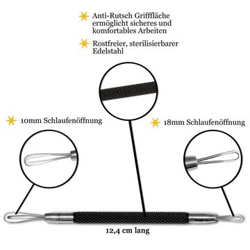 K-Pro Pickelnadel Komedonenquetscher, Mitesserentferner, Edelstahl - Schwarz