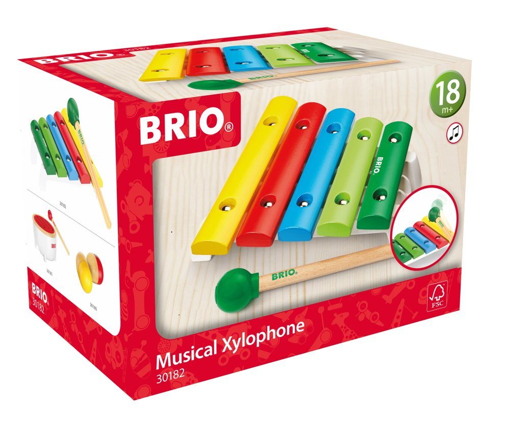 Spielzeug-Musikinstrument Brio Kleinkindwelt Holz Musikinstrument Xylophon 2 Teile 30182