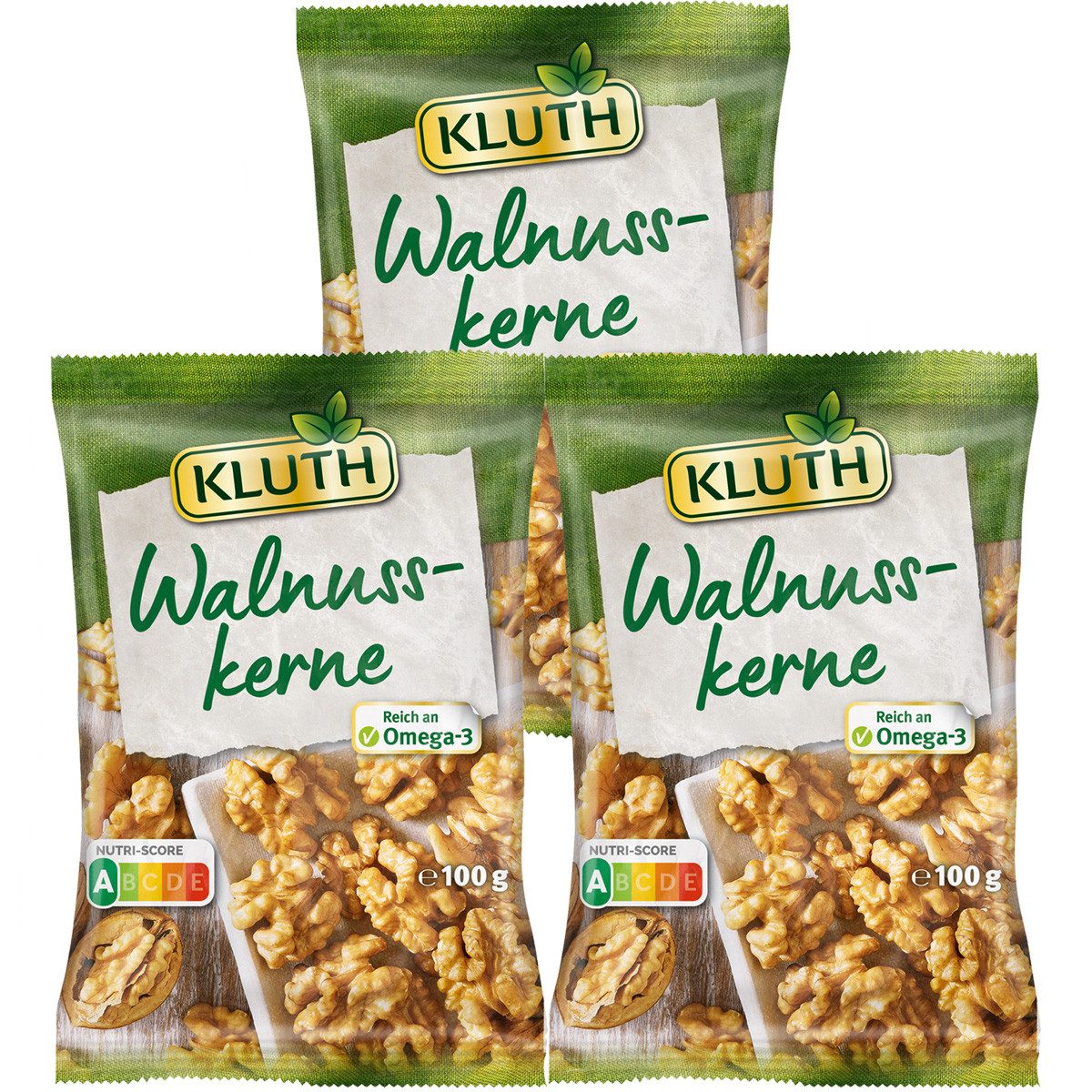 KLUTH Knabberei, Kluth Walnusskerne Beste Qualität und mild im Geschmack 100g 3er Pack