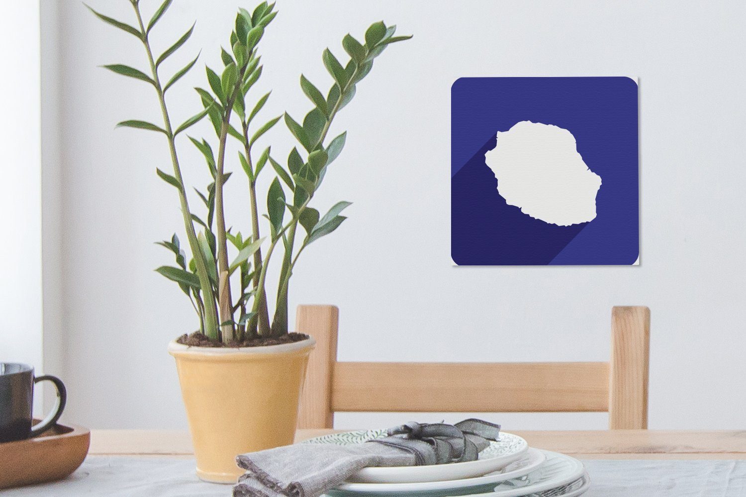 Leinwand der La Bilder Hintergrund, Leinwandbild (1 St), violettem auf für OneMillionCanvasses® Insel Schlafzimmer Wohnzimmer Illustration Réunion