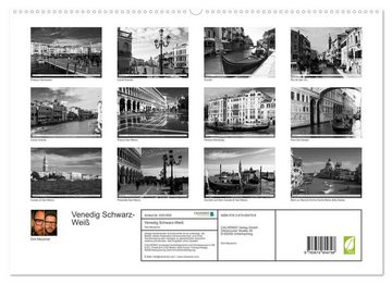 CALVENDO Wandkalender Venedig schwarz-weiß (Premium, hochwertiger DIN A2 Wandkalender 2023, Kunstdruck in Hochglanz)