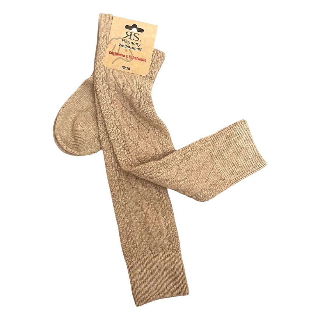 Riese Kniestrümpfe Damen Kniestrümpfe aus Merino und Cashmere (Packung, 1 Paar) mit eingestricktem Muster