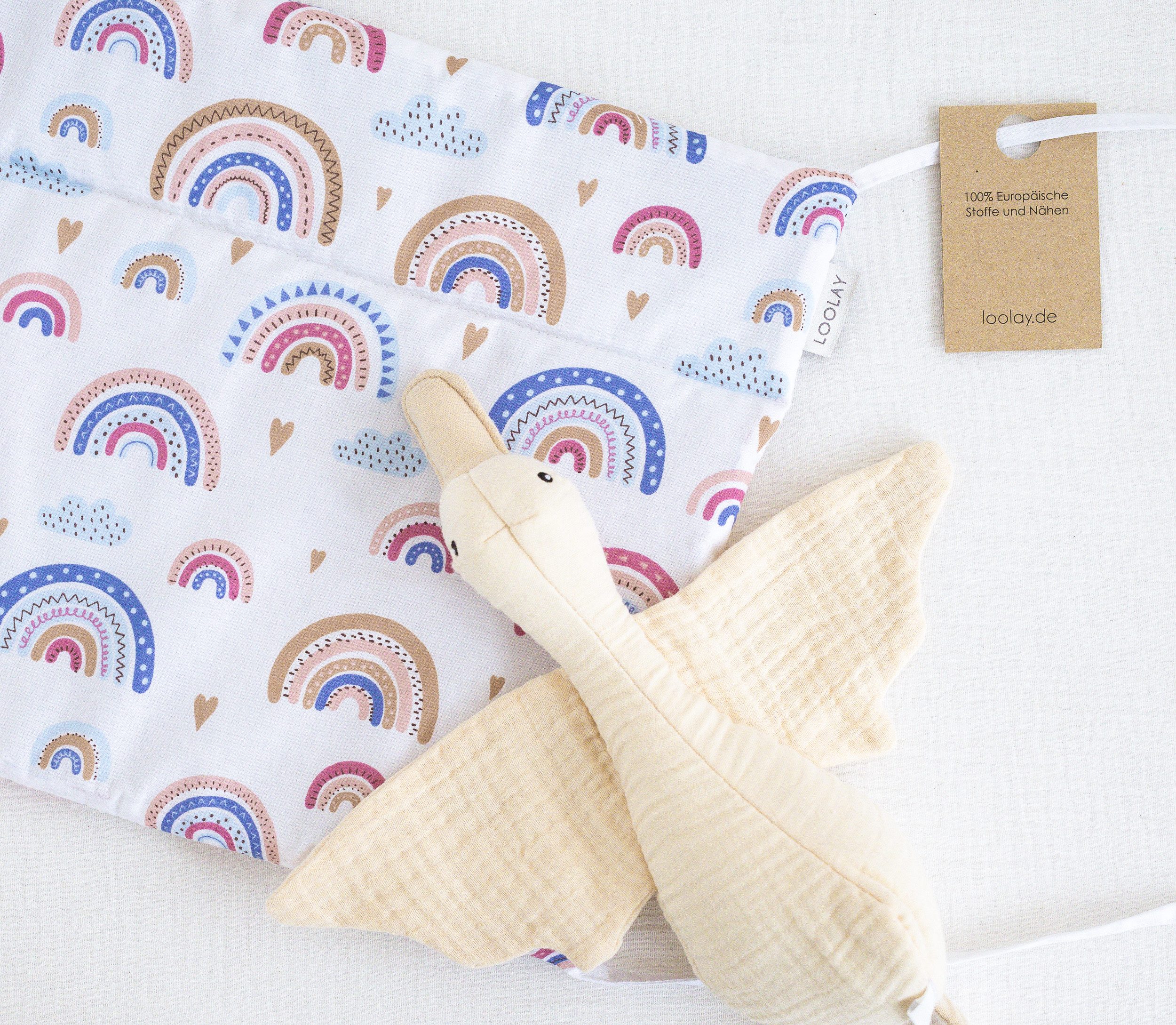 Loolay Bettnestchen REGENBOGEN Baumwolle Atmungsaktives Babybett Bunt BETTUMRANDUNG, (Bett 140x70cm - 420, 210 cm, 120x60cm - 360, 180 cm, Babyaussttatung Umran – Bild 4 von 5