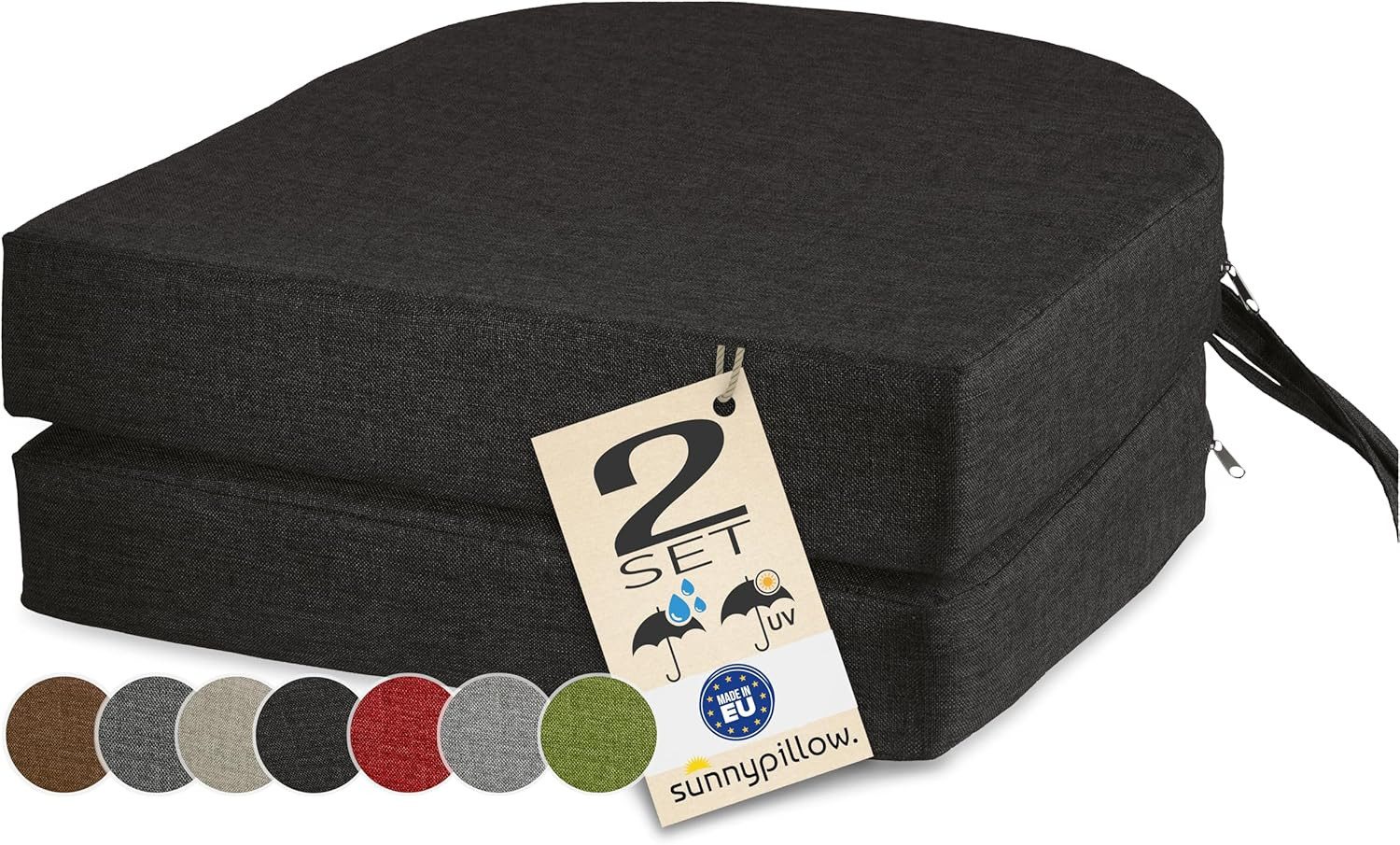 sunnypillow Stuhlkissen 2er Set Stuhlkissen 40 x 40 cm, zylindrische Form, "HAVANA", Schwarz