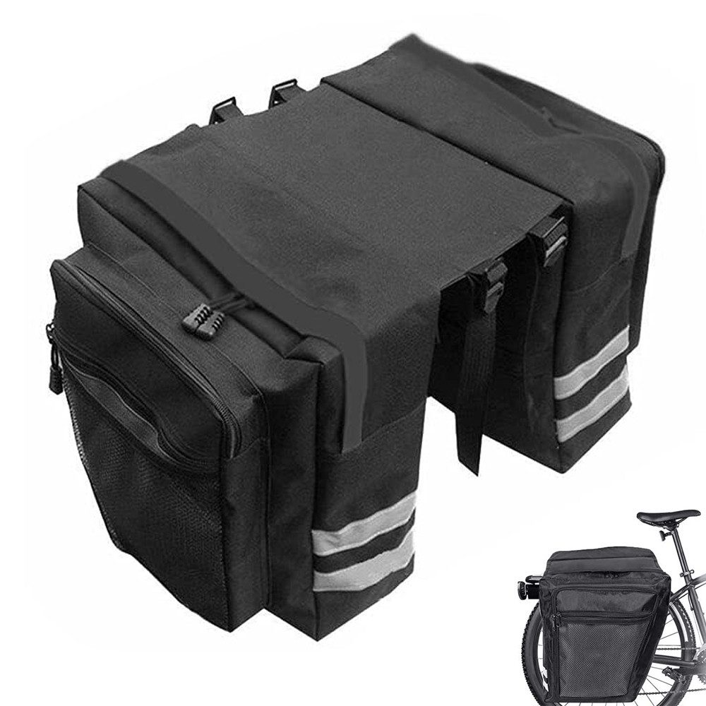 BlingBin Gepäckträgertasche Сумки Gepäckträger, Fahrradtasche Doppeltasche (1er Set, 1-tlg., 30L Сумки für Gepäckträger Doppelt), Сумки,Satteltaschen für Fahrrad mit Fluoreszierenden Streifen
