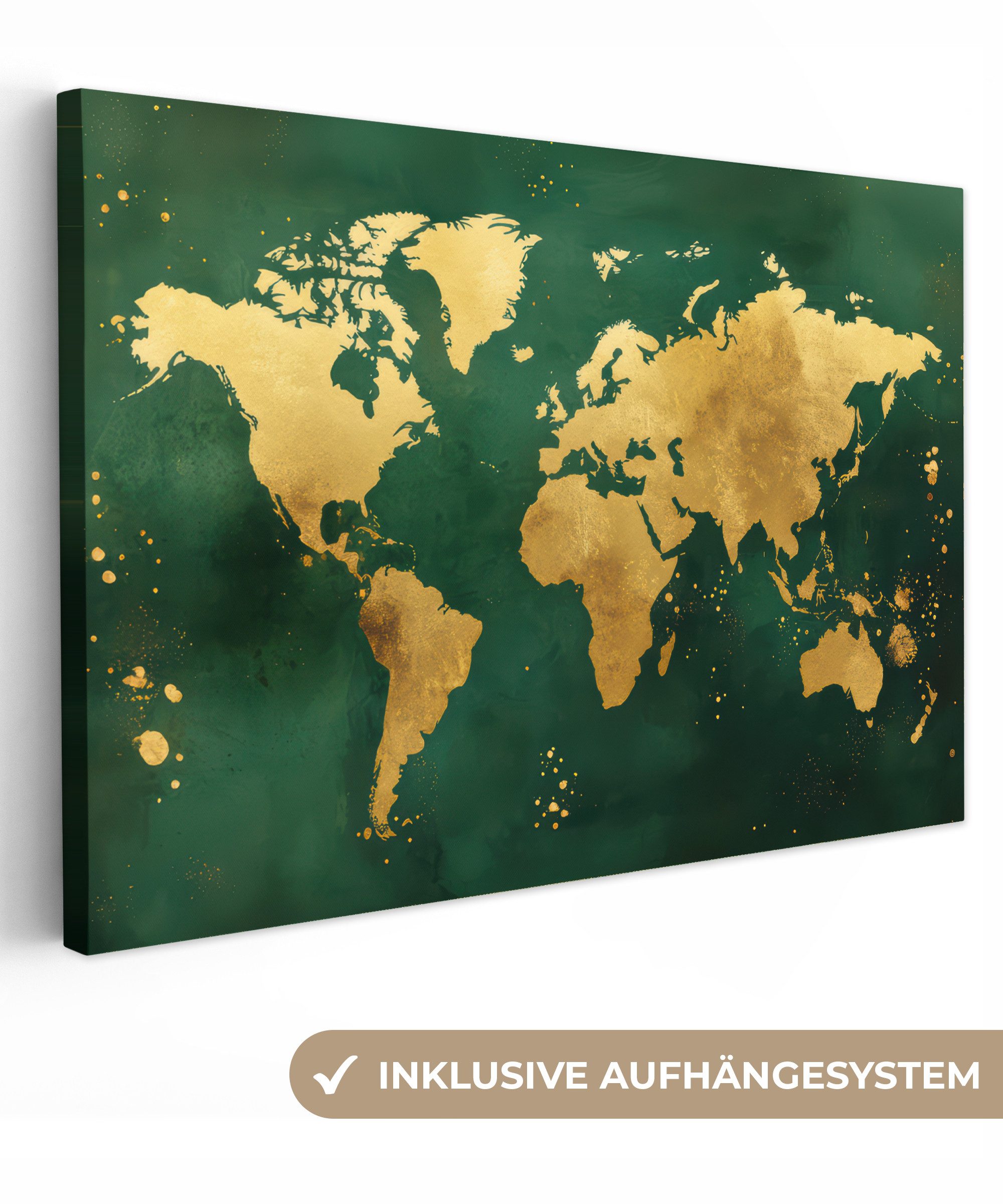 OneMillionCanvasses® Leinwandbild Weltkarte - Grün - günstig online kaufen