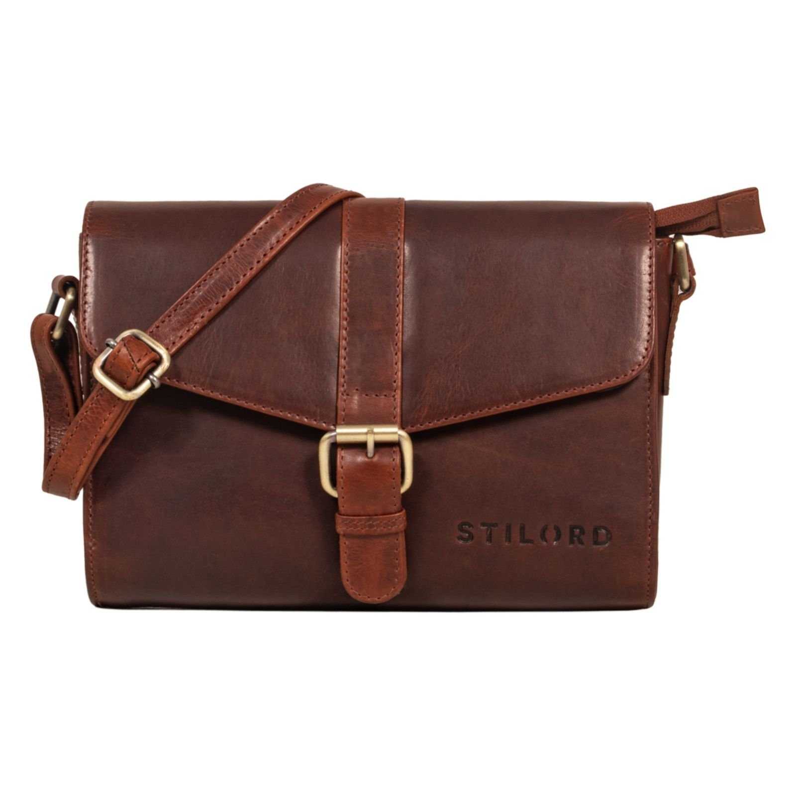 STILORD Handtasche STILORD "Elora" moderne Umhängetasche Damen porto - cognac