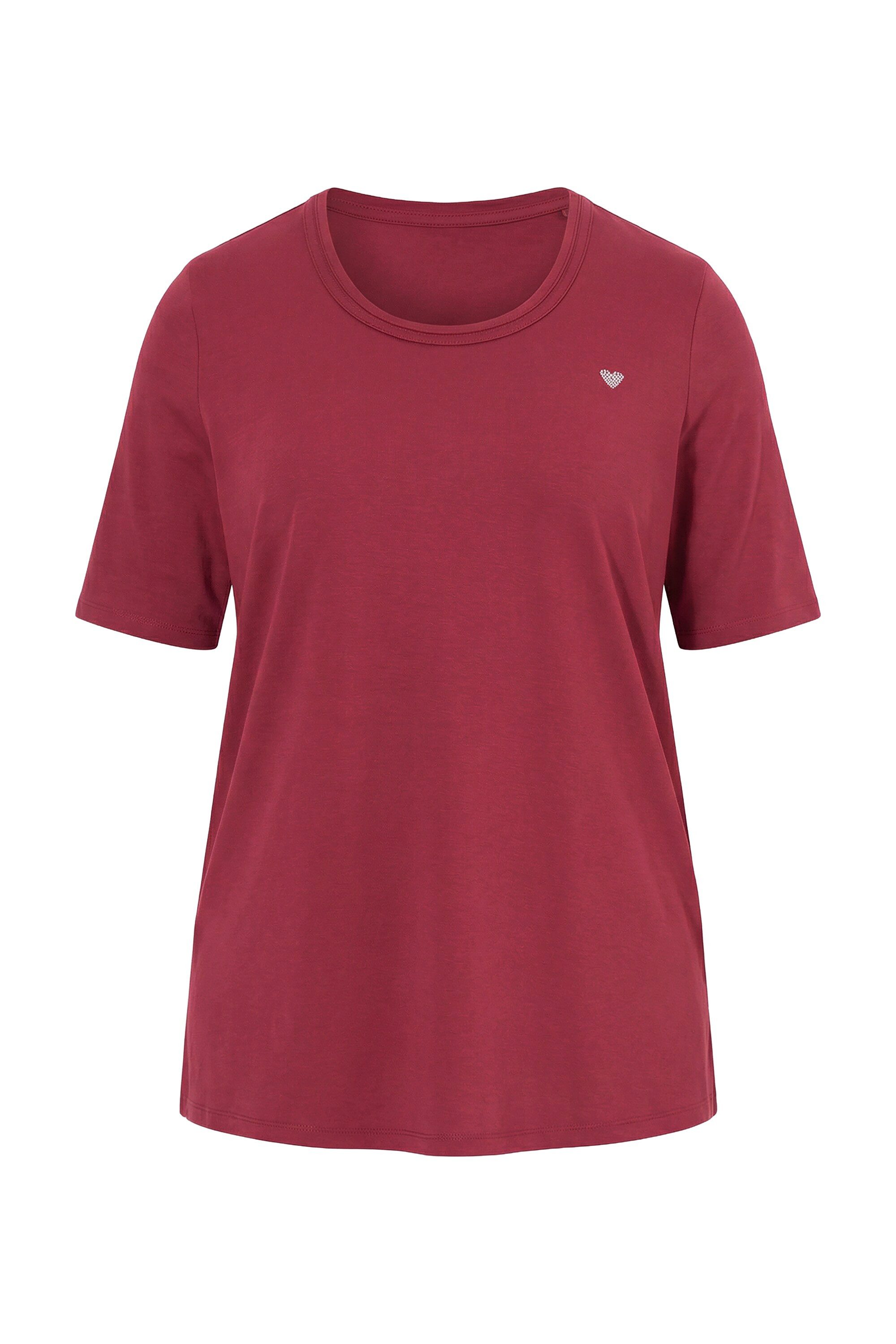 Ulla Popken T-Shirt T-Shirt Herz A-Linie Rundhals Halbarm Pima Cotton