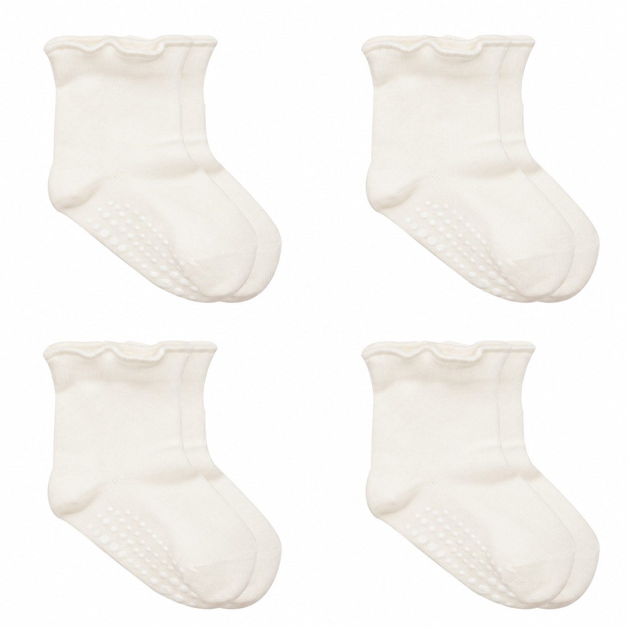 bistyle Kurzsocken Baby ABS-Socken mit Rüschenbündchen, Bio-Baumwolle, 4er Pack (4er Pack)