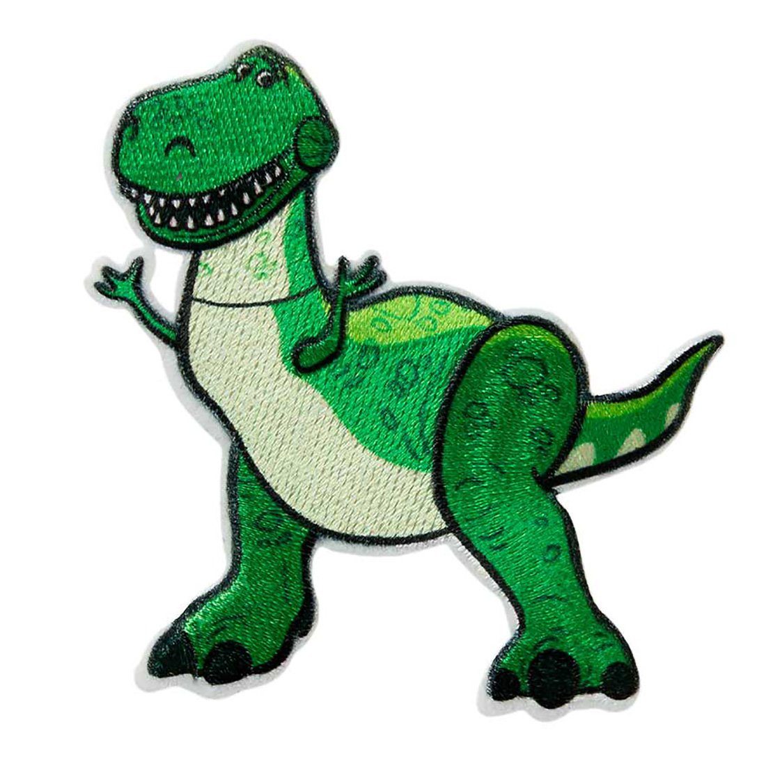 Disney Aufnäher Bügelbild, Aufbügler, Applikationen, Patches, Flicken, zum aufbügeln, Polyester, Toy Story Rex Dino - Größe: 6,5 x 6,2 cm