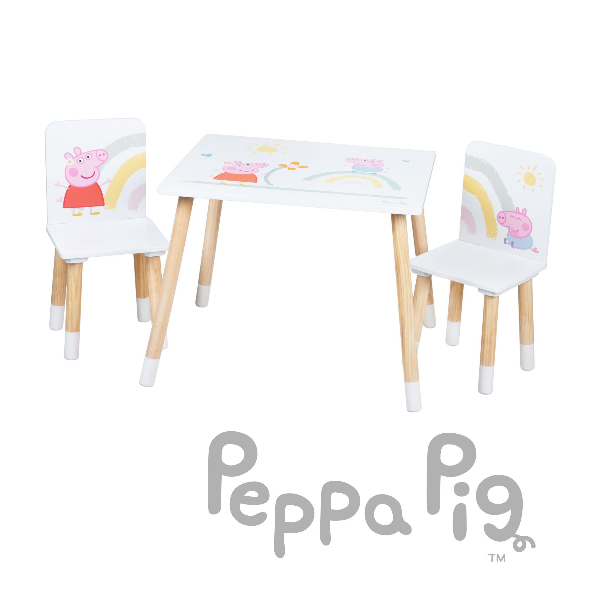 roba® Kindersitzgruppe Peppa Pig - 2 Kinderstühle & 1 Tisch, Sitzgarnitur / günstig online kaufen