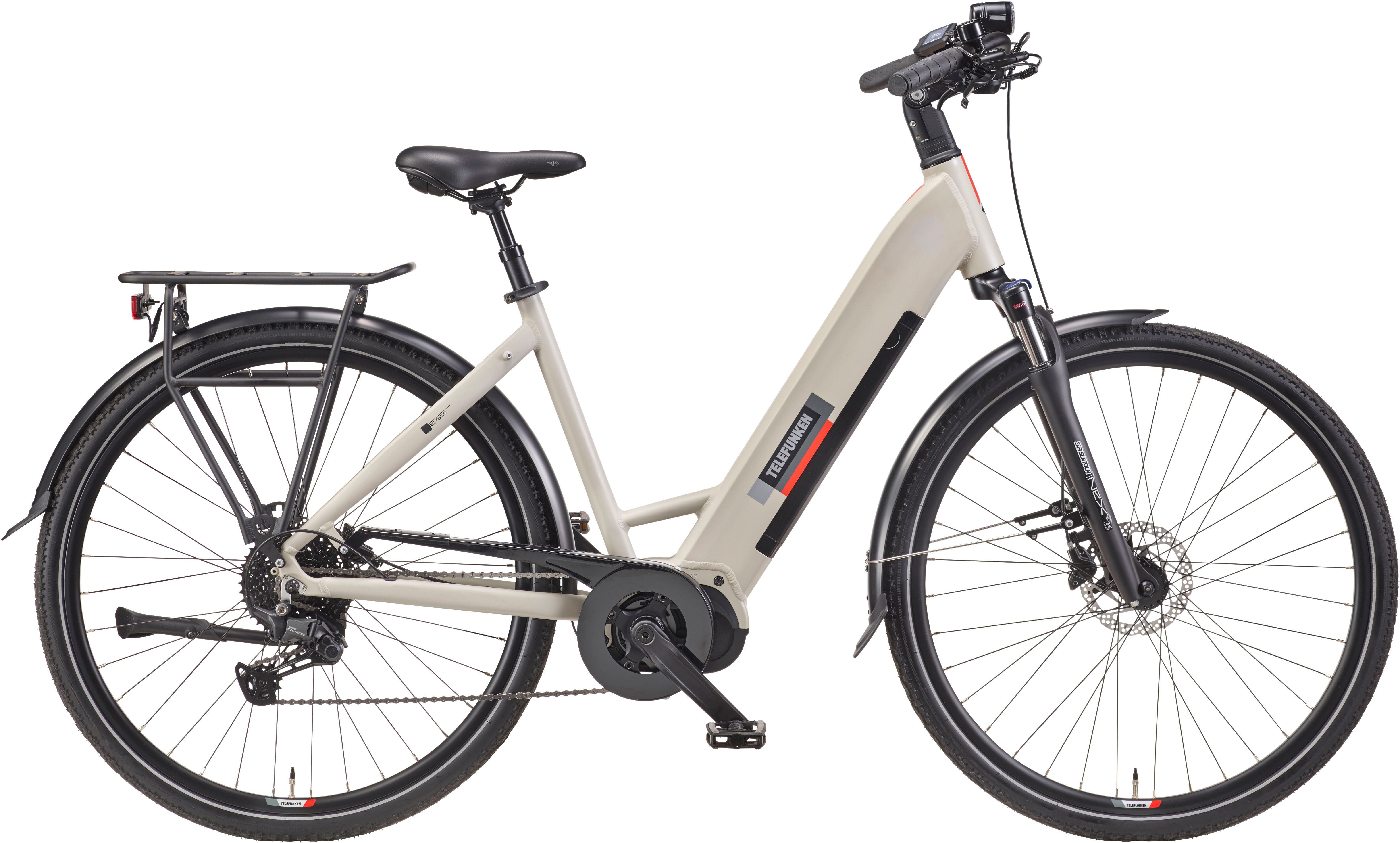 Telefunken E-Bike Multitalent RC680, 10 Gang Shimano, Kettenschaltung, Mittelmotor, 720 Wh Akku, Pedelec, Elektrofahrrad für Herren, Cityrad