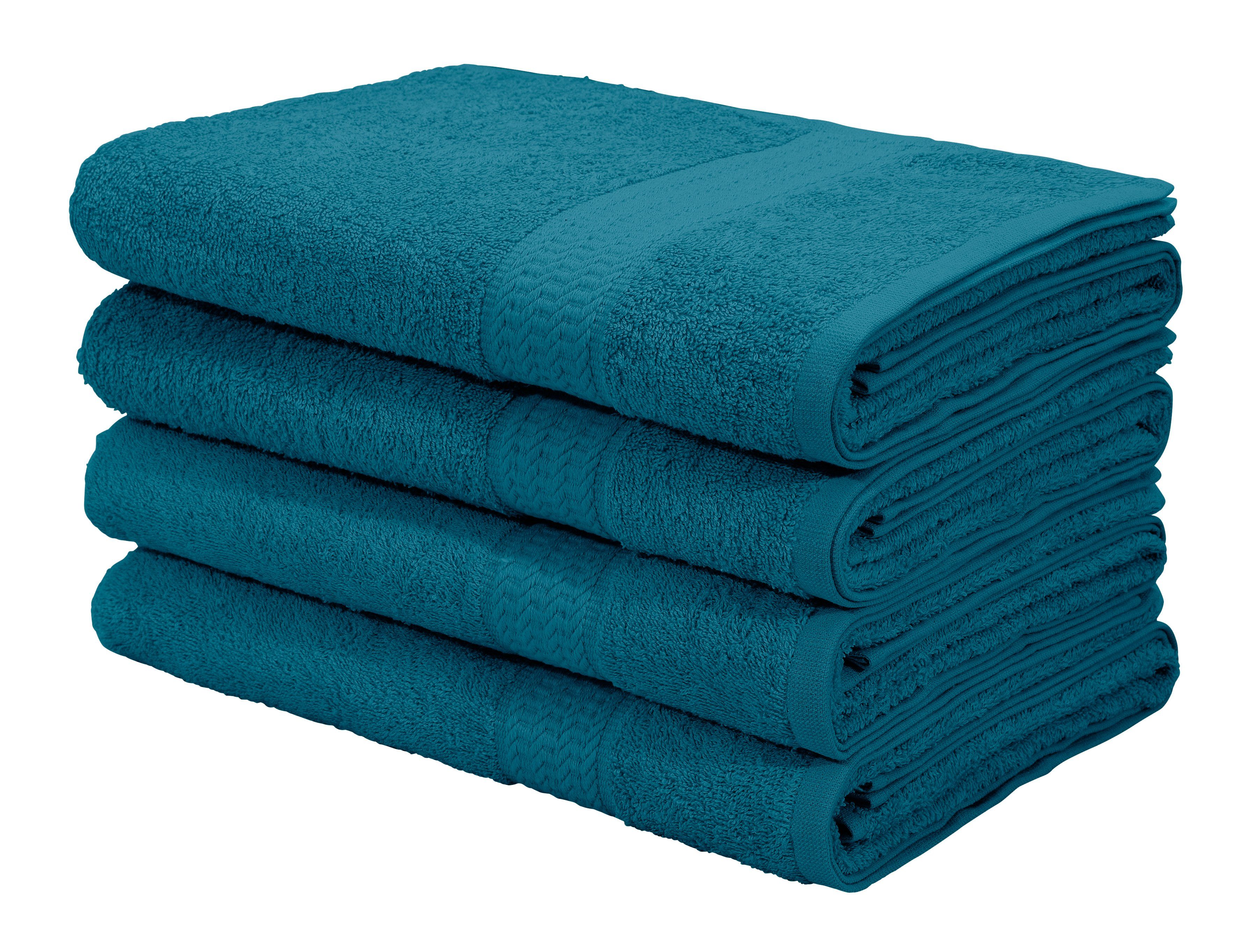 OTTO home Duschtücher Juna, als Set und Serie erhältlich, 4 Duschtücher, 70x140cm, Walkfrottee (4-St), Handtuch Set, 100% Baumwolle, mit Bordüre, Uni-Farben, weich