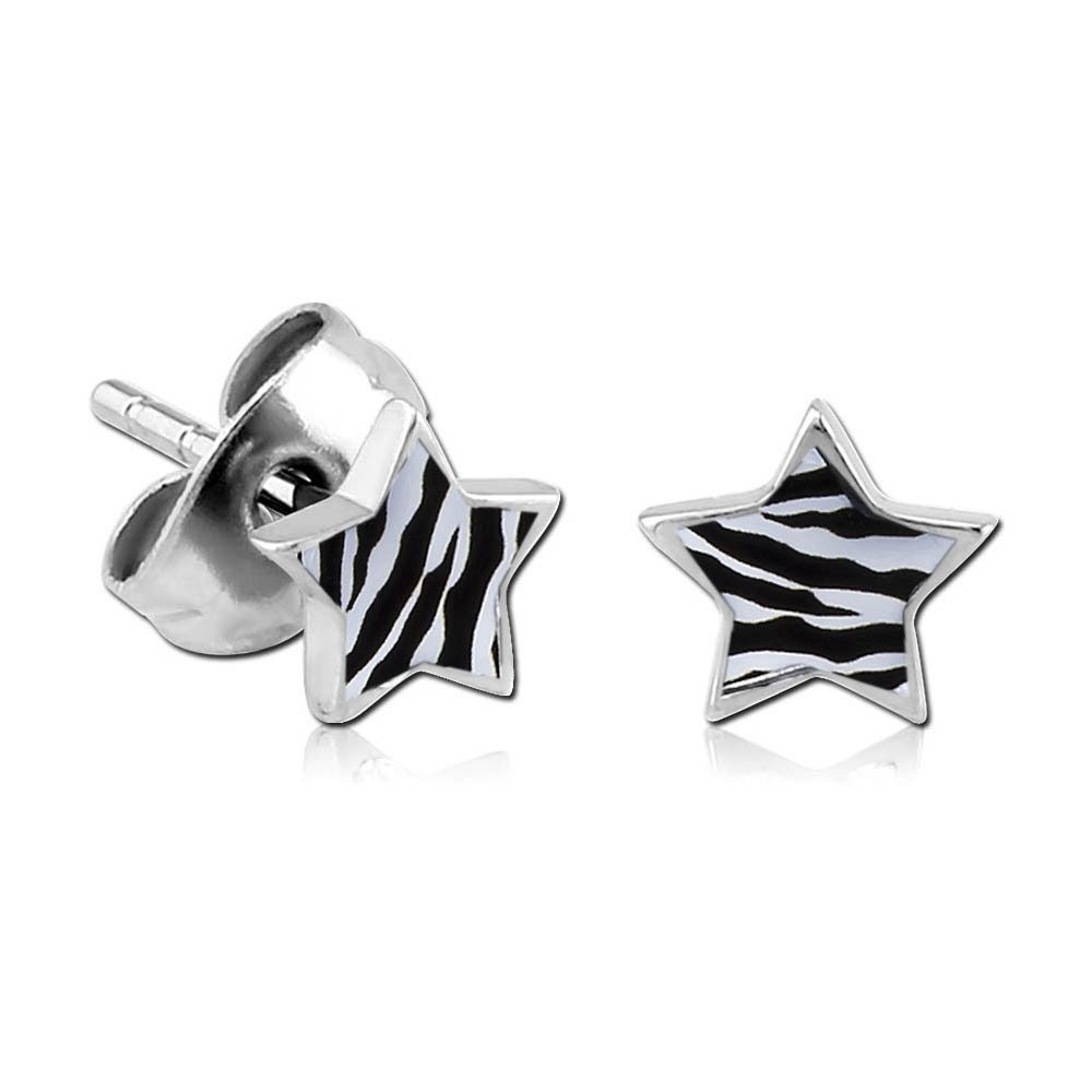 viva-adorno Paar Ohrstecker Edelstahl Sterne mit buntem Motiv Blumen Animal günstig online kaufen