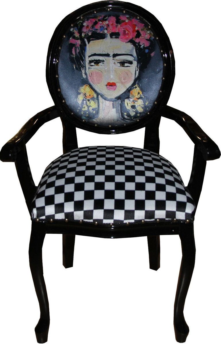 Casa Padrino Besucherstuhl Barock Luxus Damen Stuhl Mädchen mit Blumen-Kranz auf den Kopf - Limited Edition