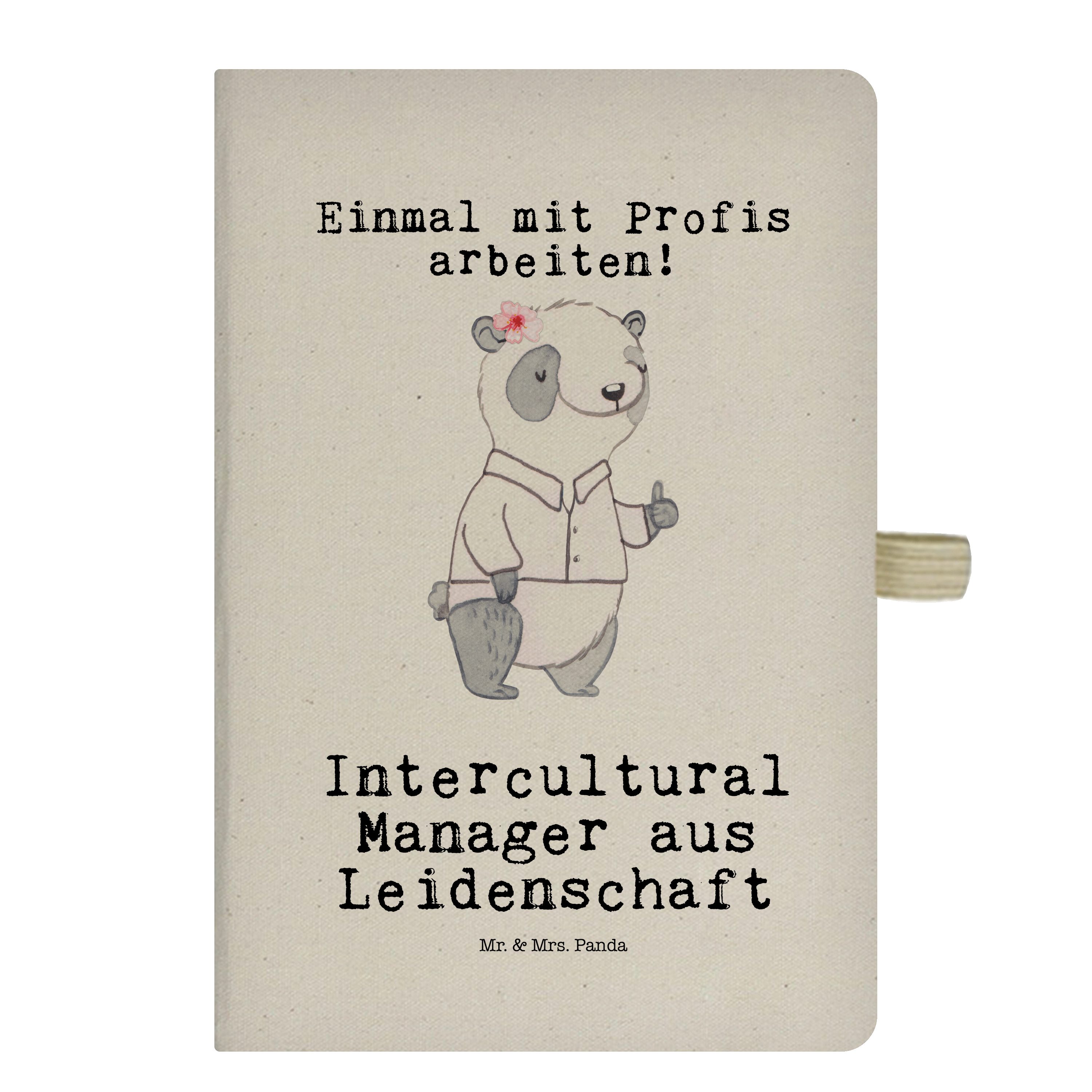 Mr. & Mrs. Panda Notizbuch Intercultural Manager aus Leidenschaft - Transparent - Geschenk, Mita Mr. & Mrs. Panda