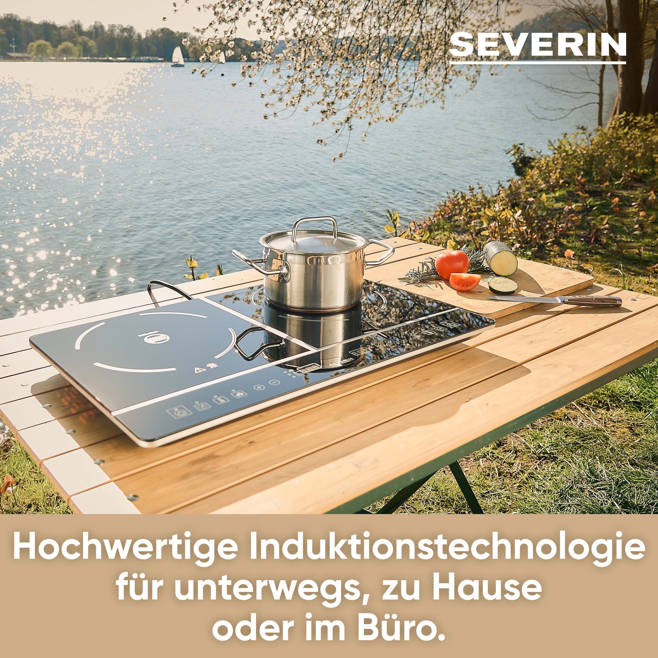 Severin Doppel-Induktionskochplatte DK 1031, Timerfunktion, automatische Topferkennung, Glaskeramik