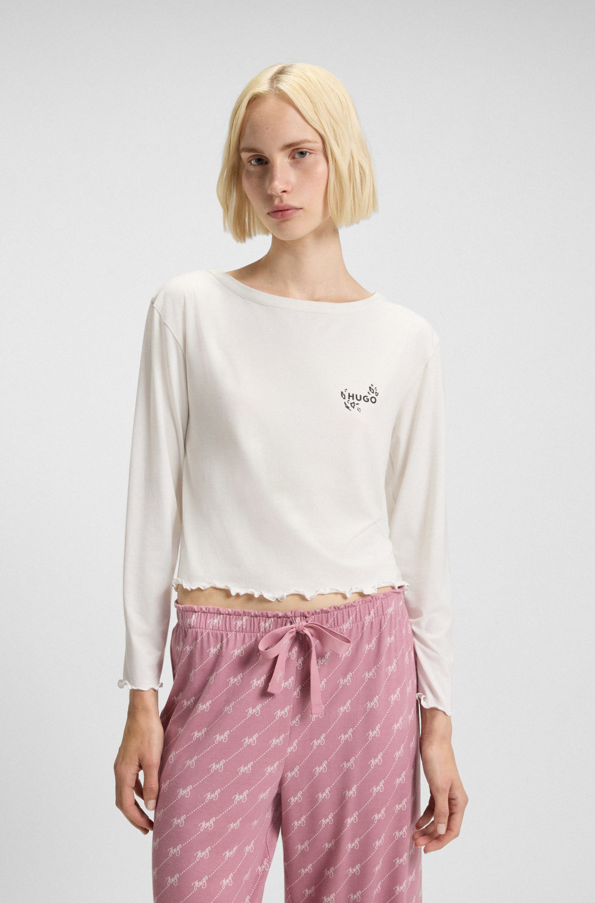 HUGO Pyjamaoberteil aus Stretch-Jersey mit Logo-Artwork, regular fit, Rundh günstig online kaufen