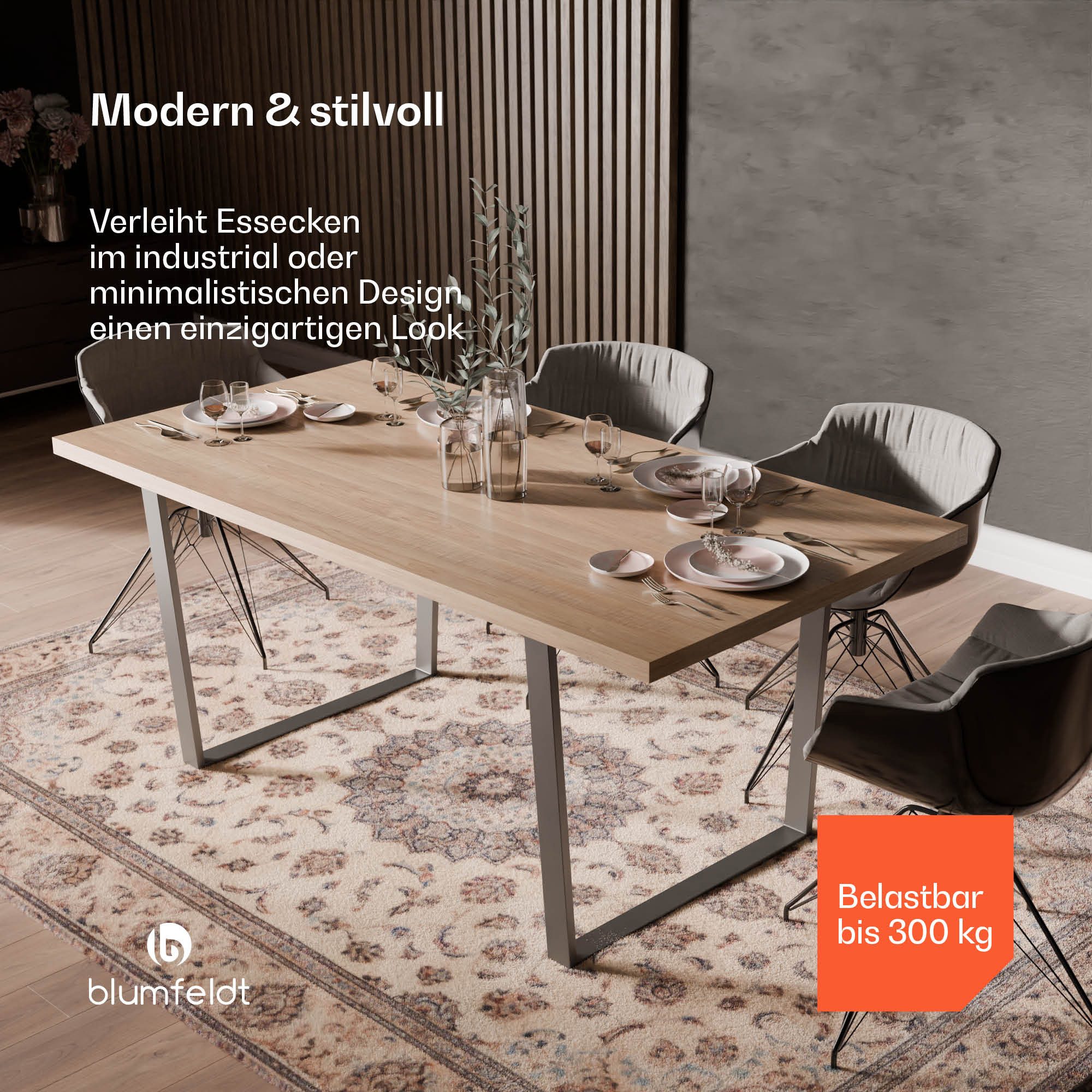 blumfeldt Esstisch Bearsdon 180x90 (Packung, 1 Tisch), Bistro EssTisch Holz Klassich Garten Furniture Möbel 180 x 90 cm