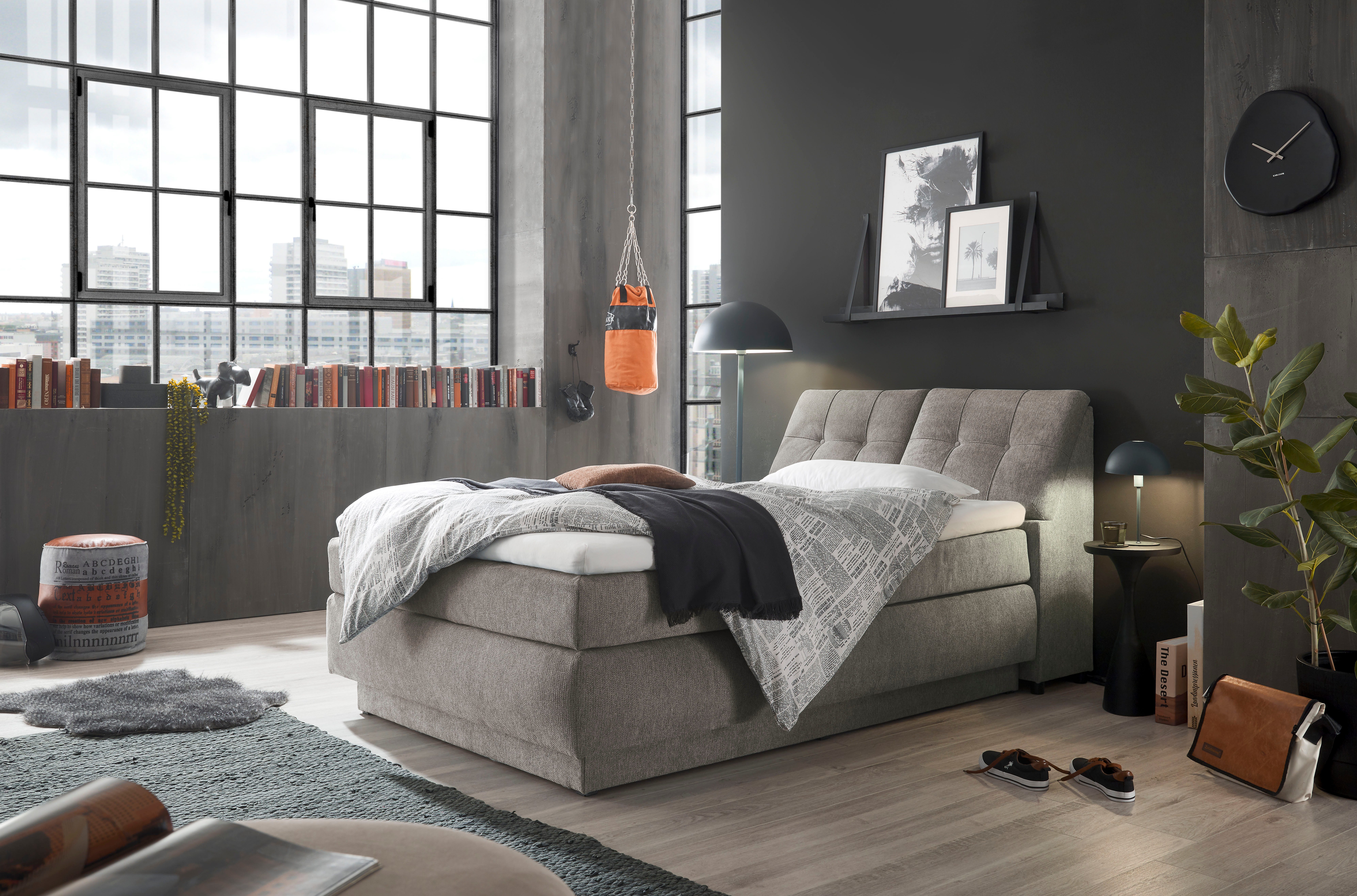 set one by Musterring Boxspringbett Fairfield, mit Bettkasten, Kopfteil in Kassettenoptik, Breite 120 oder 140 cm