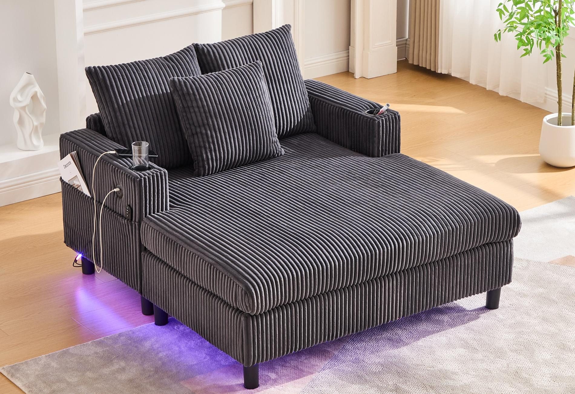 LVHOM Polsterliege XXL Relaxsessel mit LED-Licht & Ladestation - Haustierfr günstig online kaufen