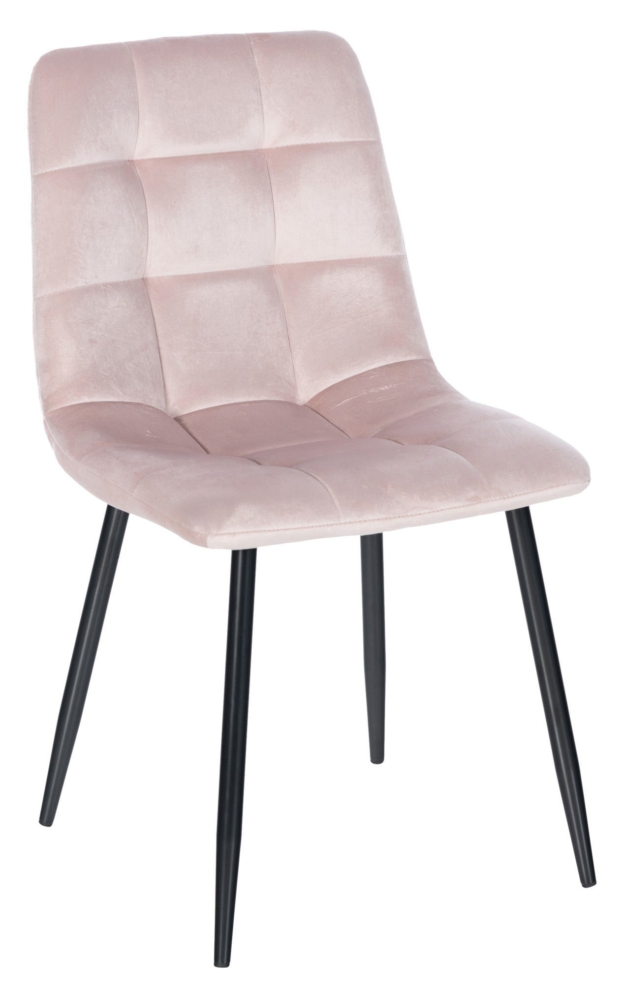 TPFLiving Esszimmerstuhl Atina mit hochwertig gepolsterter Sitzfläche - Konferenzstuhl (Küchenstuhl - Wohnzimmerstuhl), Gestell: Metall schwarz - Sitzfläche: Samt pink