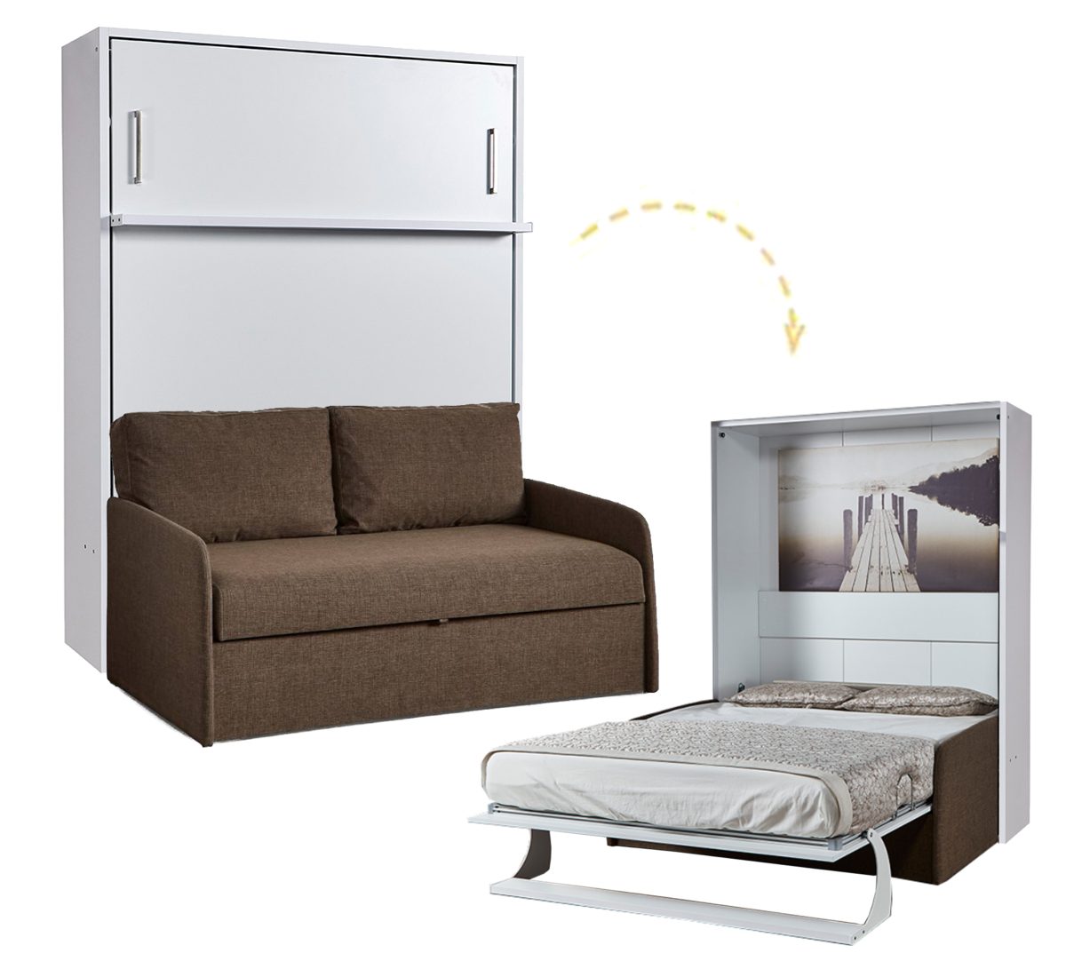 Multimo Schrankbett »Multimo DOUBLE Wandbett / Schrankbett mit Sofa«  vertikal klappbar online kaufen | OTTO