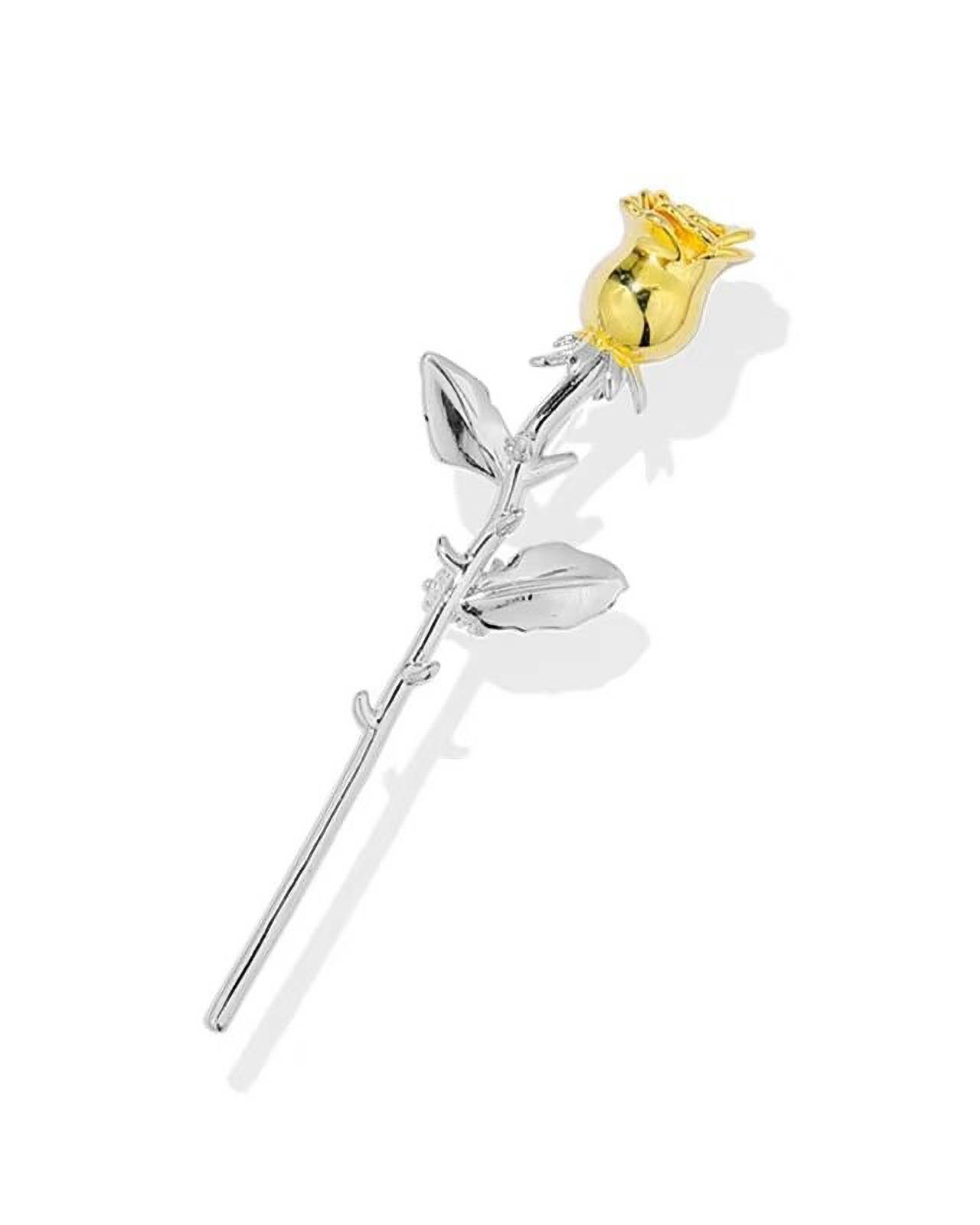 MayTree Brosche "Gelbe Rose" (Stück, 1-tlg), Metallbrosche in der Form von einer gelben Rose