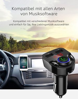 VSIUO FM Transmitter KFZ-Transmitter Bluetooth 5.0 zu USB-C, KFZ Radio Audio Adapter Freisprechanlage USB Ladegerät