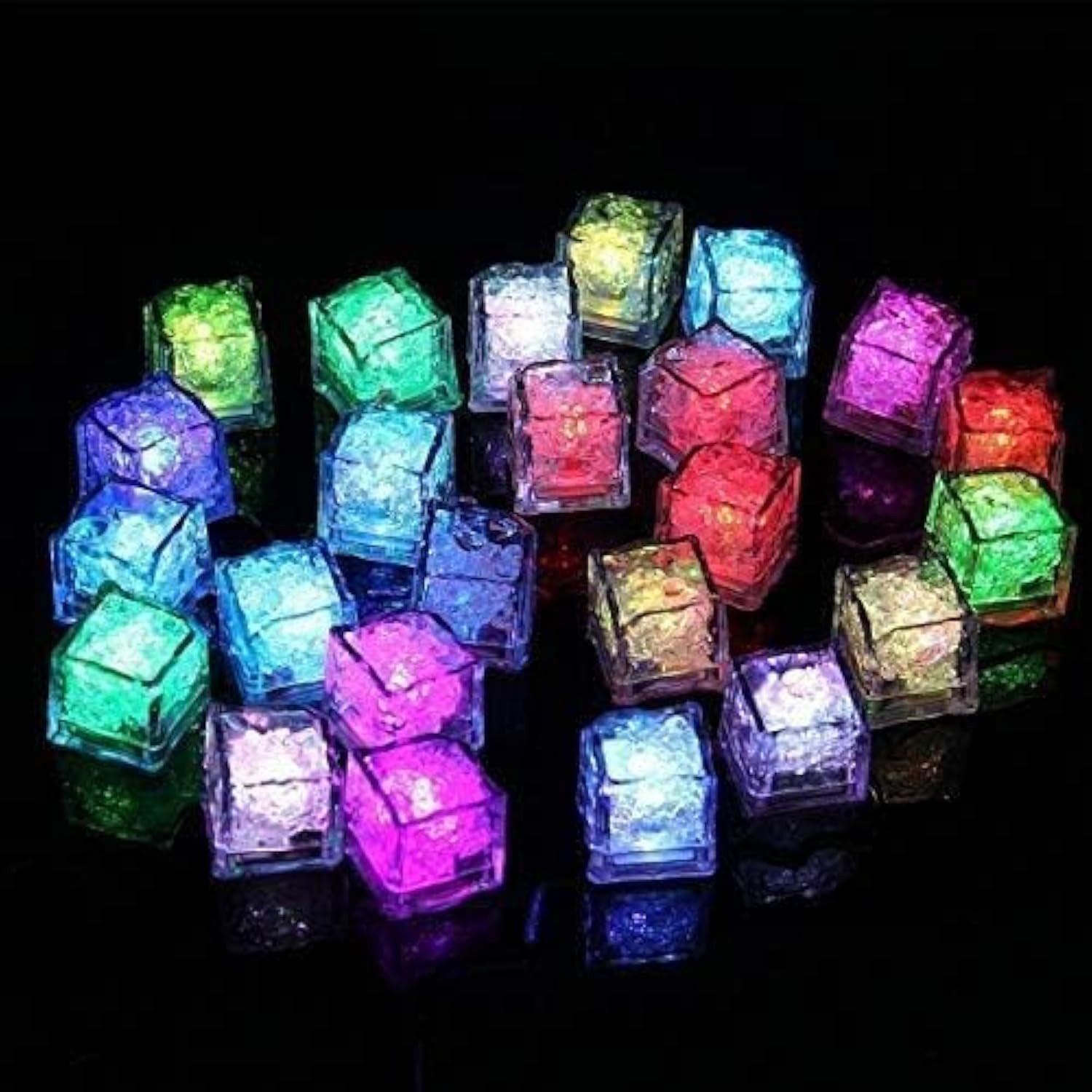 LED Würfel 12 Stück LED Eiswürfel für Getränke, Flüssigsensor Eiswürfellicht