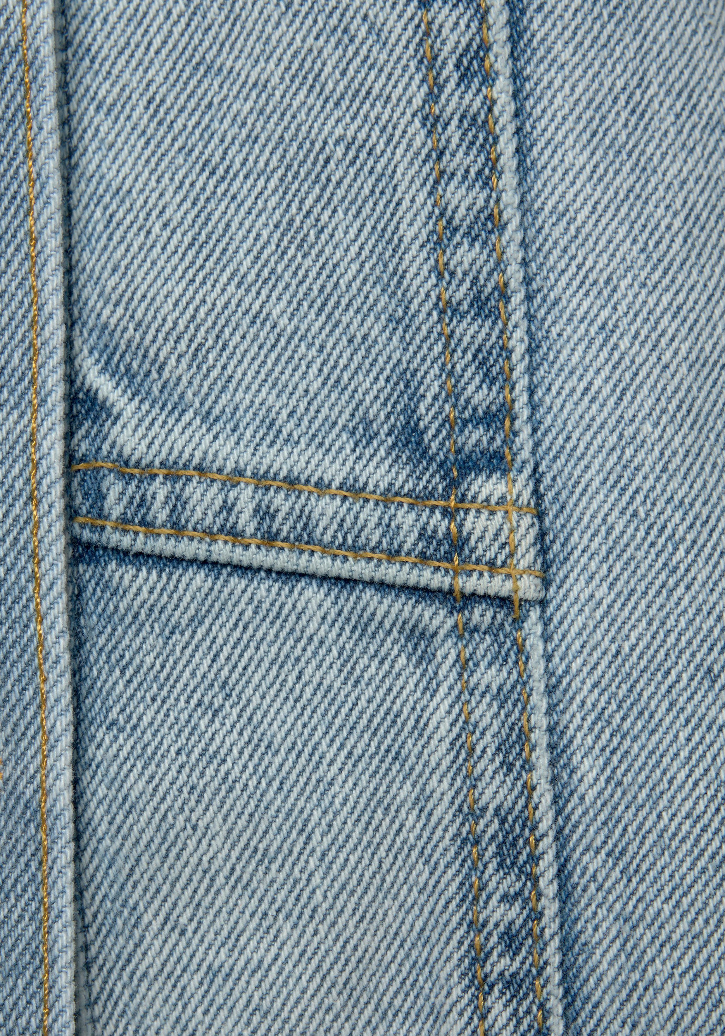 Vivance Jeansjacke mit Puffärmeln und goldfarbenen Knöpfen Übergangsjacke, Sommerjacke aus Denim