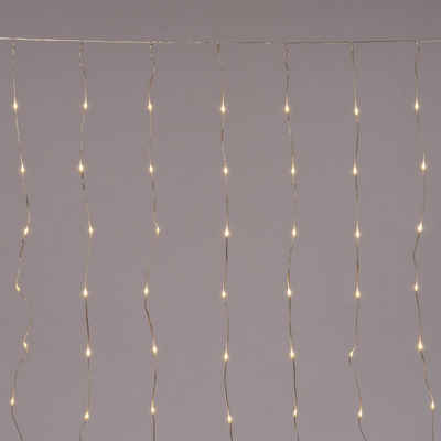 Coen Bakker Deco BV LED-Lichtervorhang Flex Wire Curtain, außen 2x1,4m warmweiß Dimmer 8/16h Timer transparent