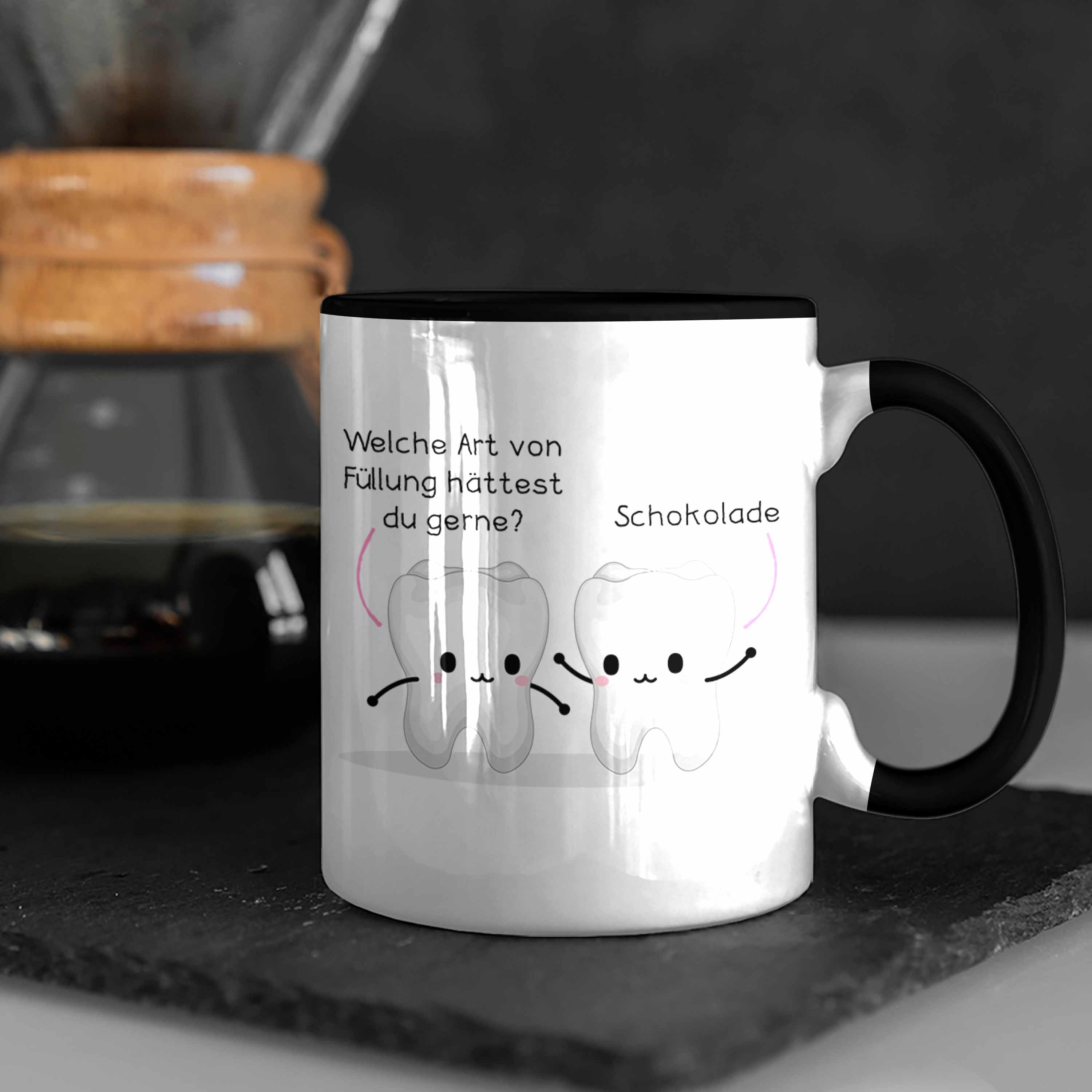 Lustiger Praxis Fachangestellte Zahnarzthelferin Tasse Trendation Zahntechniker Tasse Trendation Zahnmedizinische - Zahnarzt Zahnärztin Lustig Geschenk Spruch Schwarz Geschenkidee