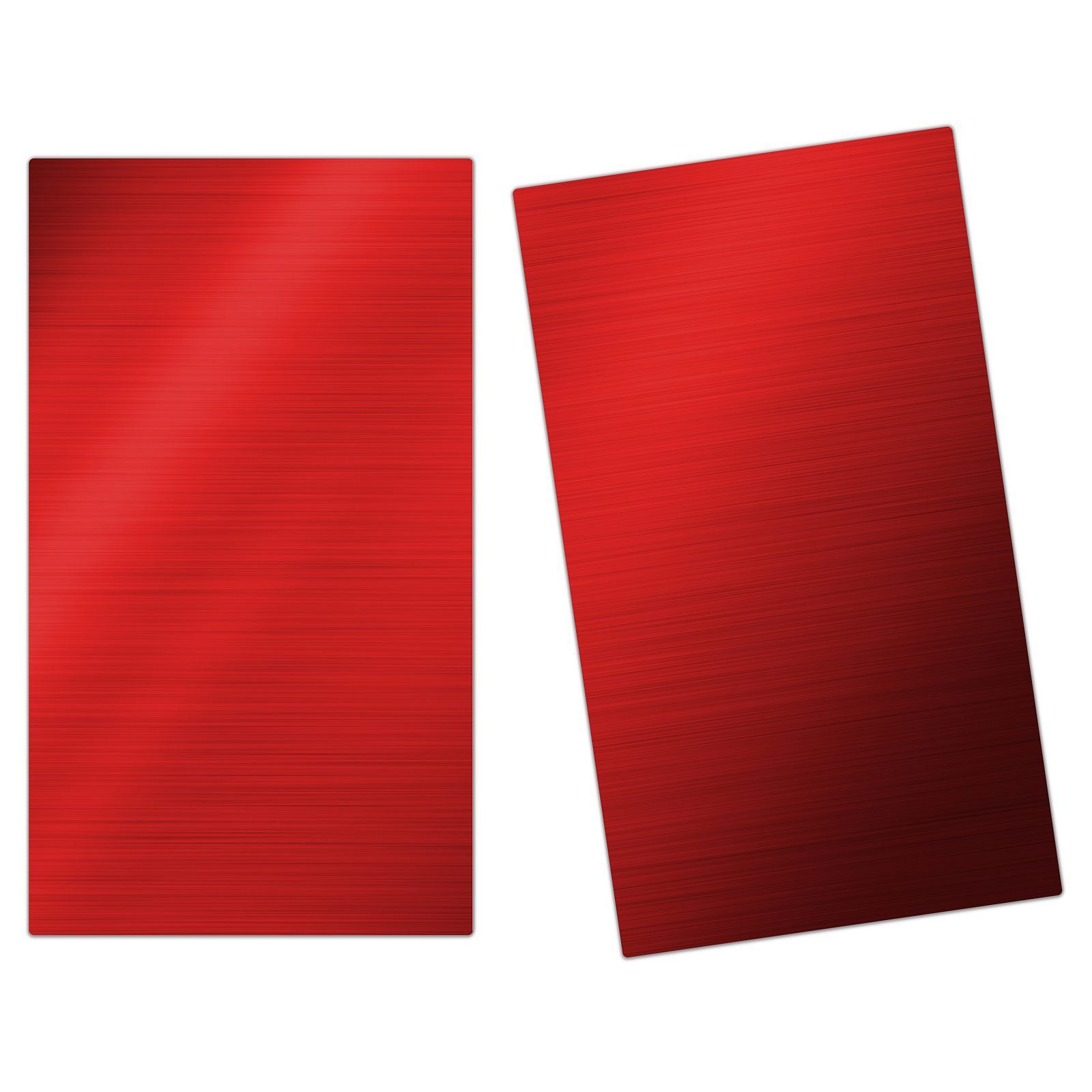 Glas Glas, Spritzschutz Rotes Herdabdeckplatte Metall, (2 tlg) Herd-Abdeckplatte aus Primedeco