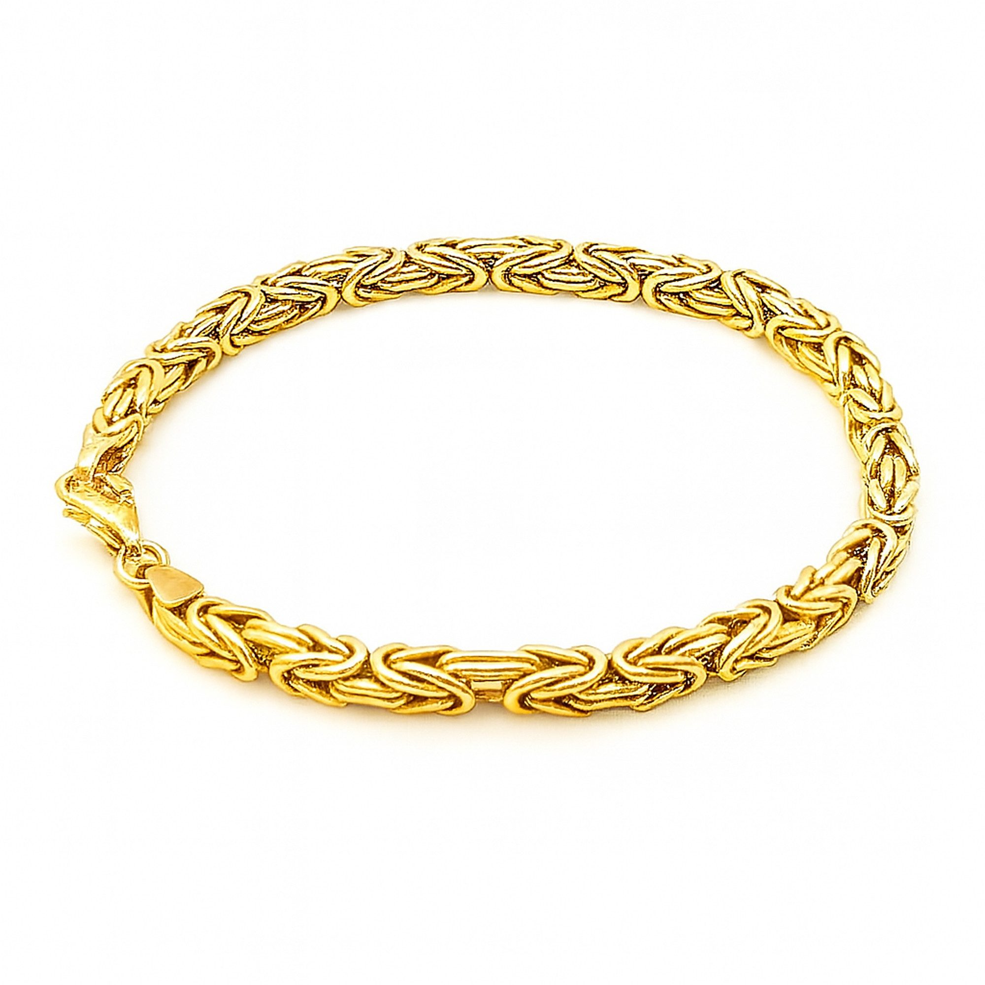 M-Punkt24 Königsarmband Königskette Silber 925 (585 Gold vergoldet, 21 cm läng, 4 mm Stärke, Königsarmband), Silberschmuck aus 925 Echt Silber