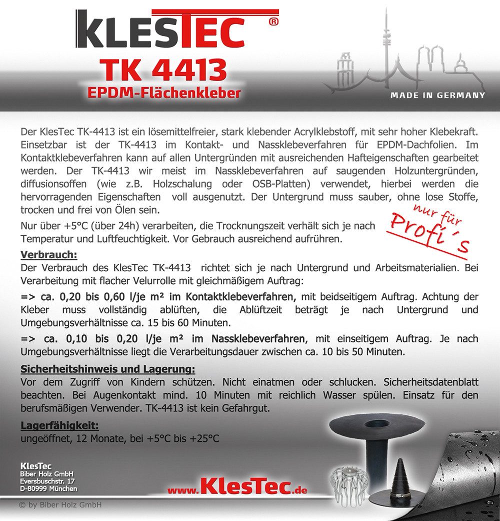 KlesTec Klebstoff TK-4413 EPDM-Flächenkleber, (20 Liter), günstig online kaufen