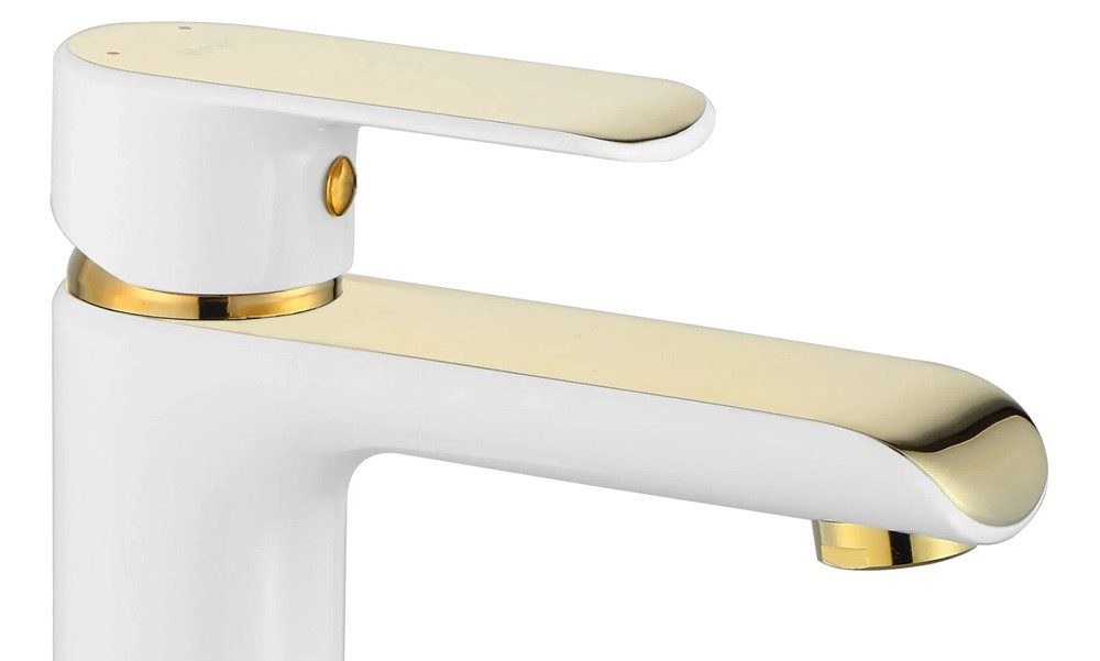 wohnwerk.idee Badarmatur Waschbeckenarmatur Wasserhahn Gold Weiß günstig online kaufen