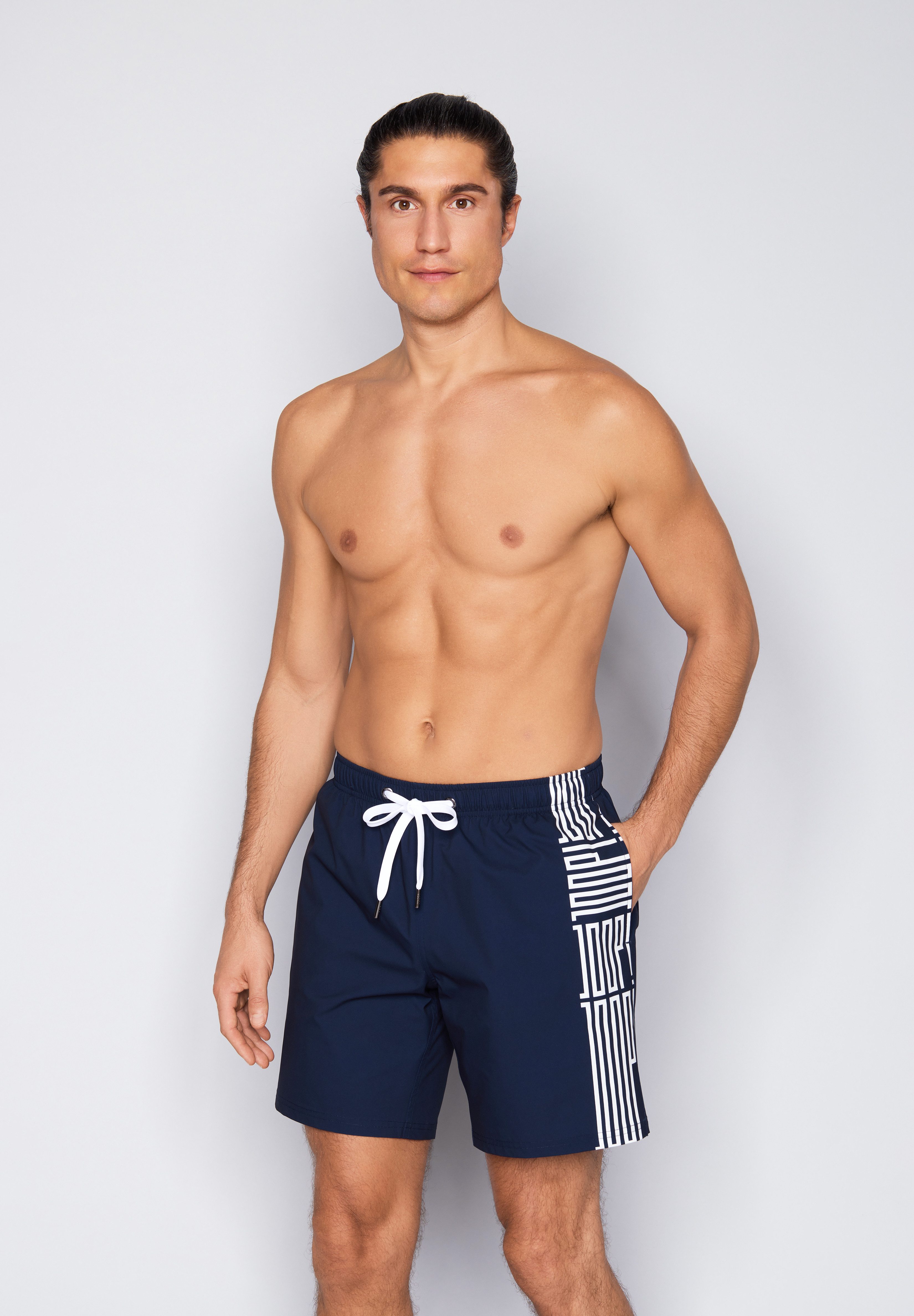 Joop! Badeshorts Deco Logo Placement mit seitlichen Taschen und großem Wording
