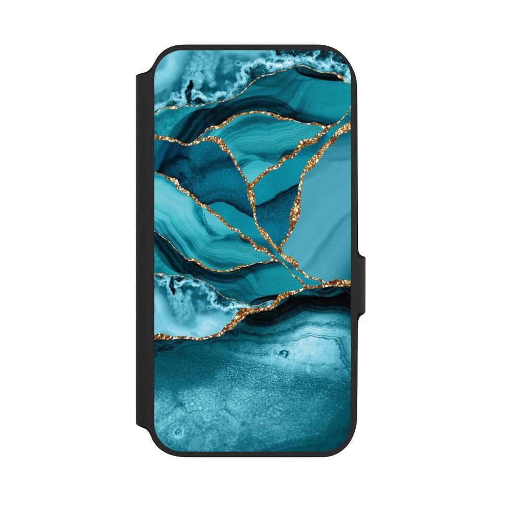 NIVOCASE Handyhülle Edelstein Glitzer Look Marmor Eisblaue Marmor Landschaft, Samsung Galaxy A54 5G Klapphülle Handyhülle aus Kunst Leder