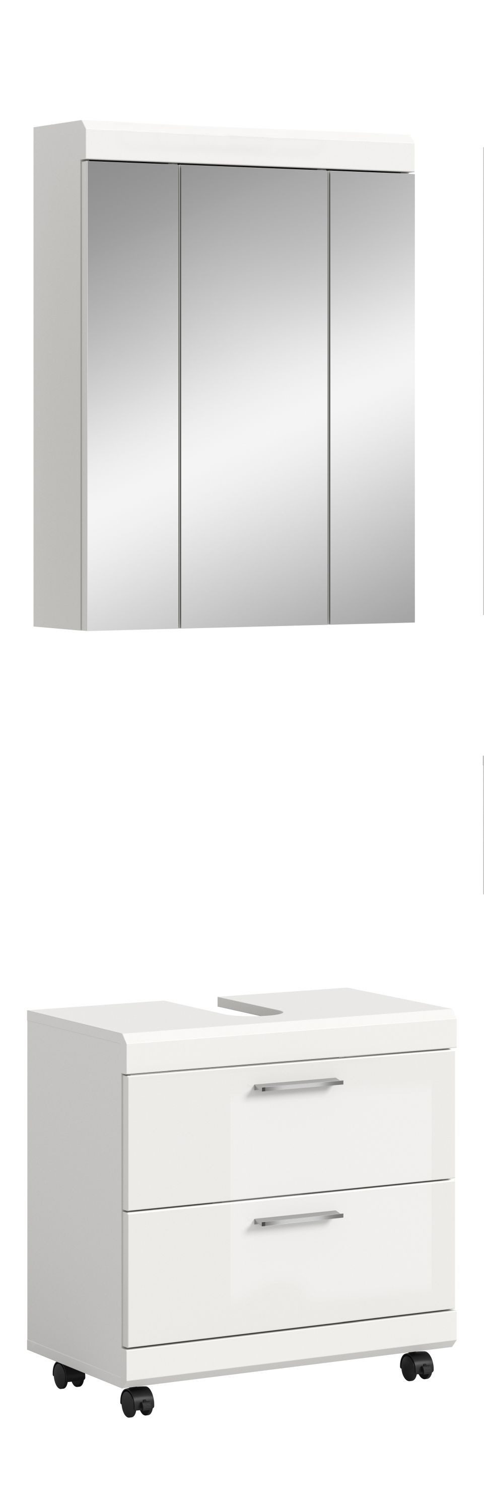 xonox.home Badmöbel-Set, auf Rollen in weiß hochglanz tiefzieh B/H/T: 60x191x34 cm