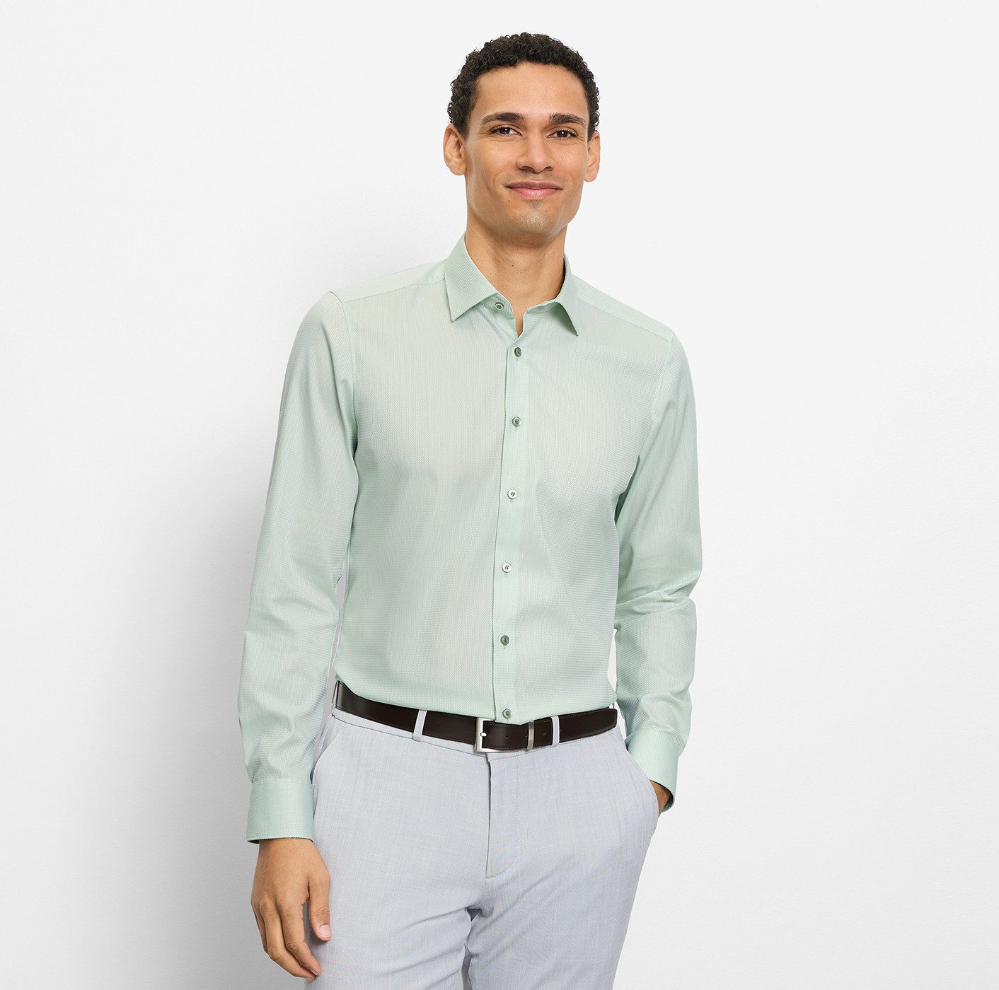 OLYMP Langarmhemd Level Five Under-Button-down-Kragen, Businesshemd, body fit, fein strukturiert