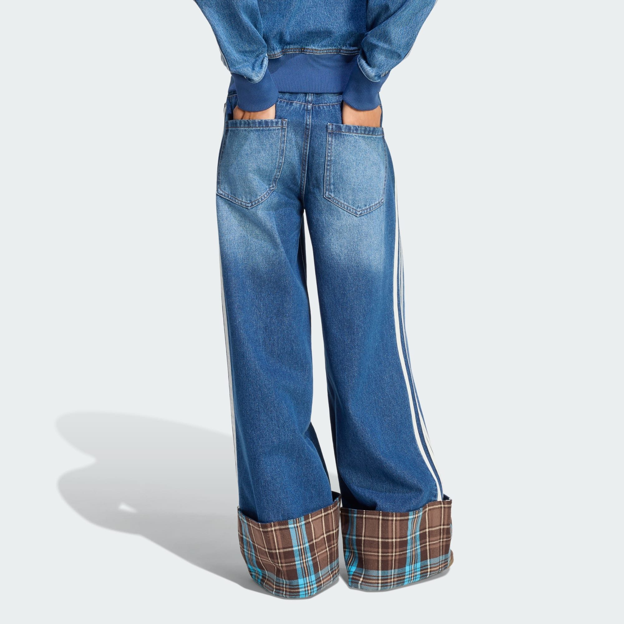 adidas Originals Loose-fit-Jeans VINTAGE WIDE LEG JEANS MIT KARIERTER NAHT (1-tlg)