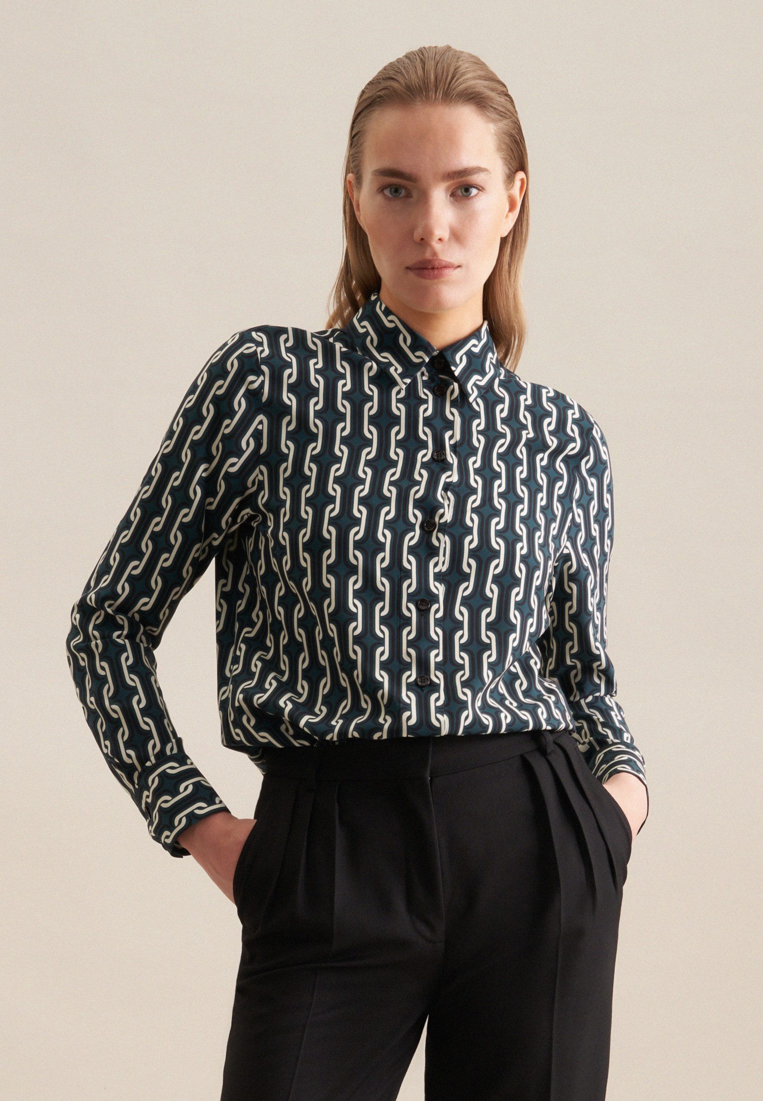 seidensticker Hemdbluse Schwarze Rose Langarm Kragen günstig online kaufen