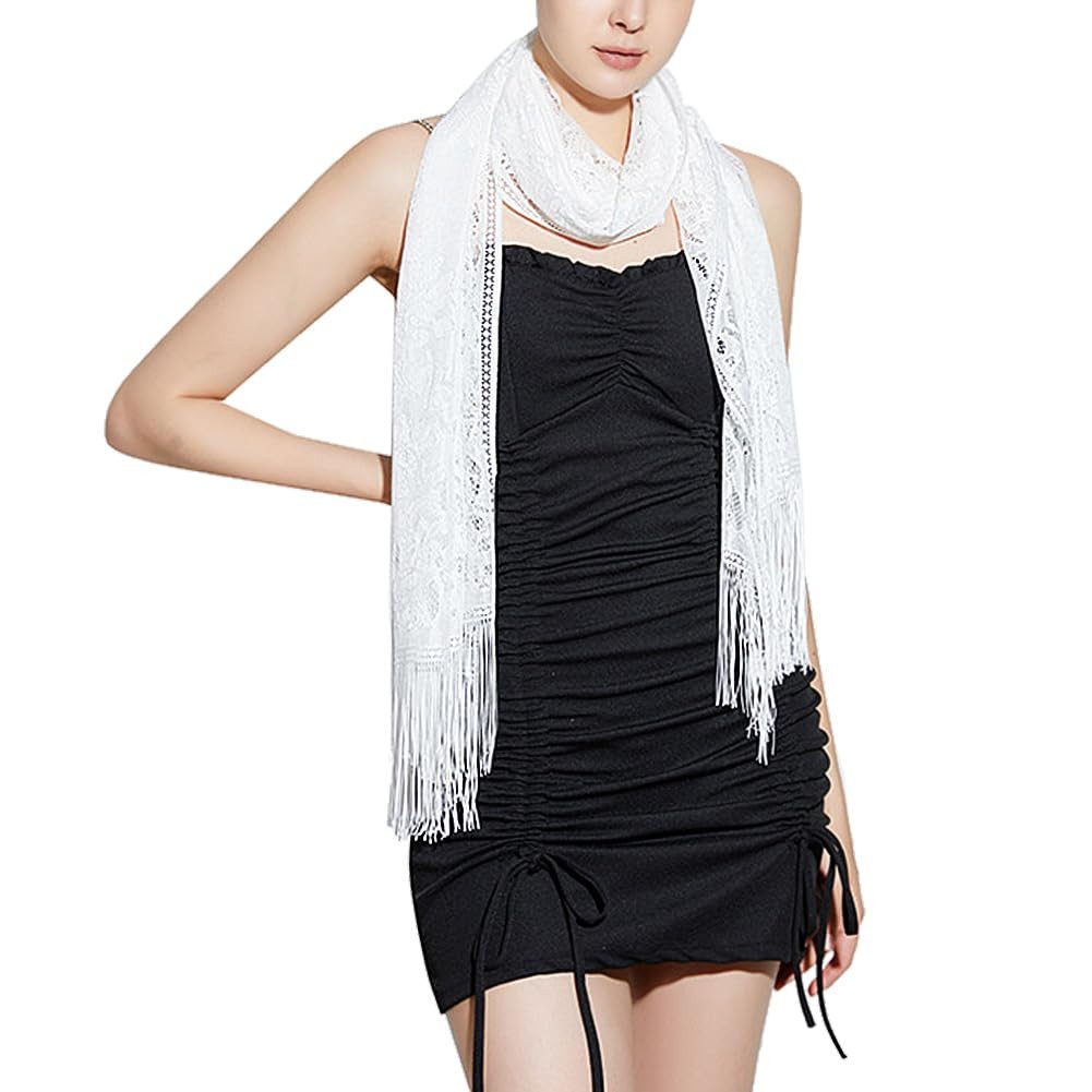 Cachito Modeschal Stola Damen Halstuch Durchbrochene Spitze Sommer Schal Damen, Festliche Stola für Abendkleid oder Brautkleid Hochzeit Scarf