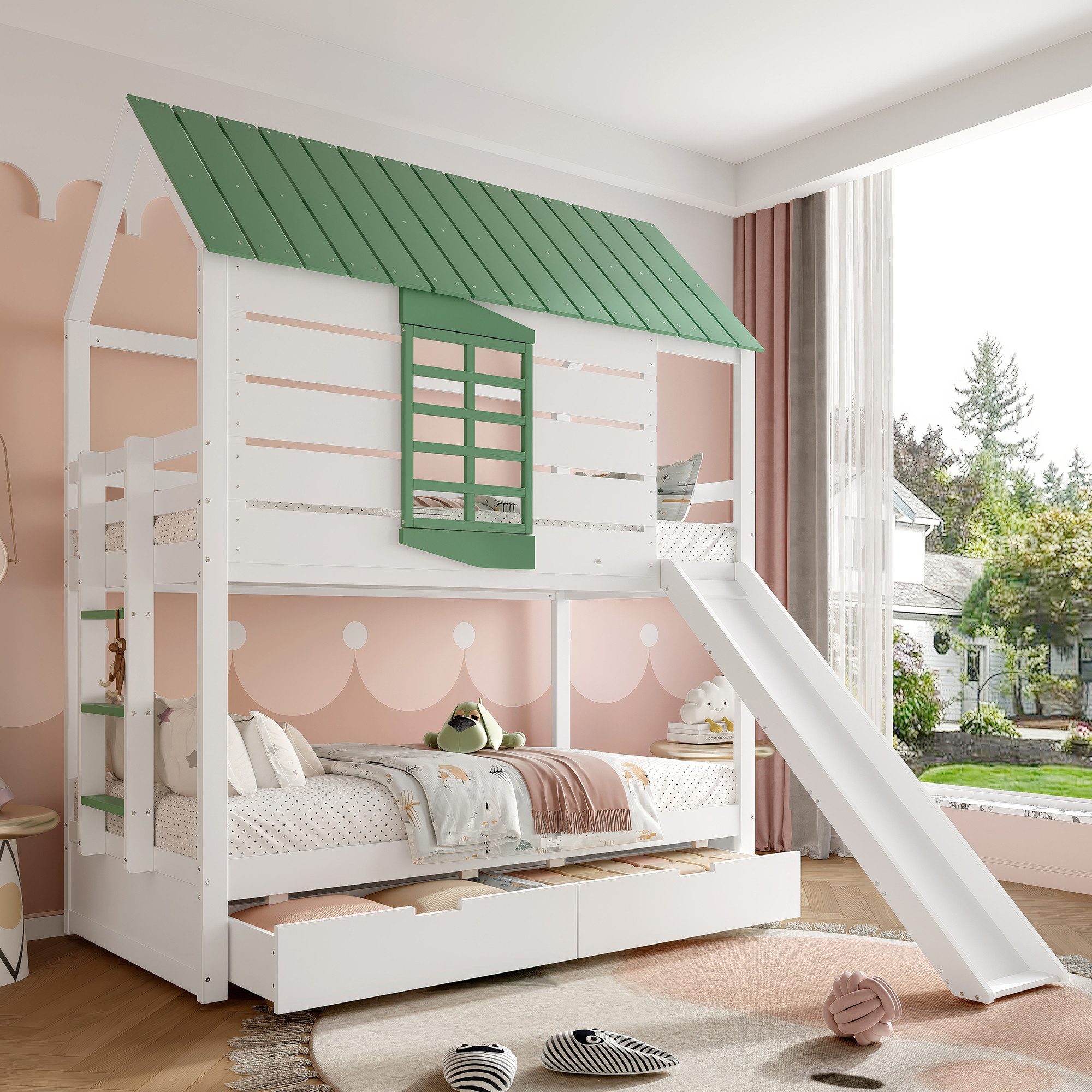 Merax Etagenbett Spielbett aus Kieferholz (1-St., 205,4 x 236,5 x 228,6 cm) günstig online kaufen