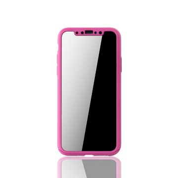 König Design Handyhülle Apple iPhone X, Apple iPhone X / iPhone XS Handyhülle 360 Grad Schutz Full Cover Rosa