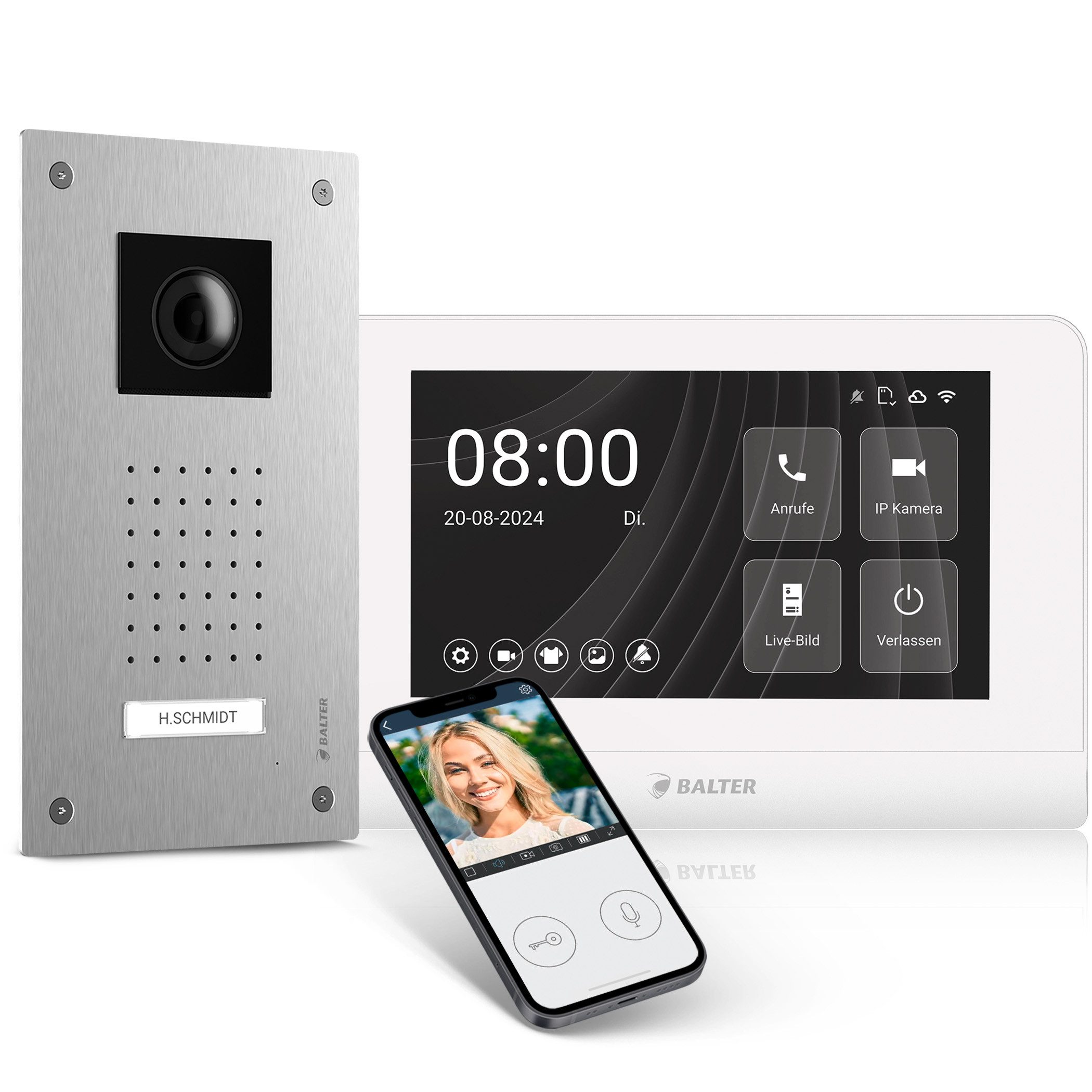 Balter Video-Türsprechanlage Entri Set L Video Türsprechanlage (Komplettset, 1-tlg., Touch Smartphone App HD Video)