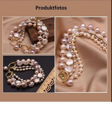 DTC GmbH Bettelarmband Barockes Perlenarmband,Süßwasserperlen-Armband in zwei Schichten (Die Weichheit der Perlen und die kalte Härte des Metalls verschmelzen miteinander und schaffen ein einzigartiges Gleichgewicht, das der Halskette einen stilvollen Look verleiht., 1-tlg)