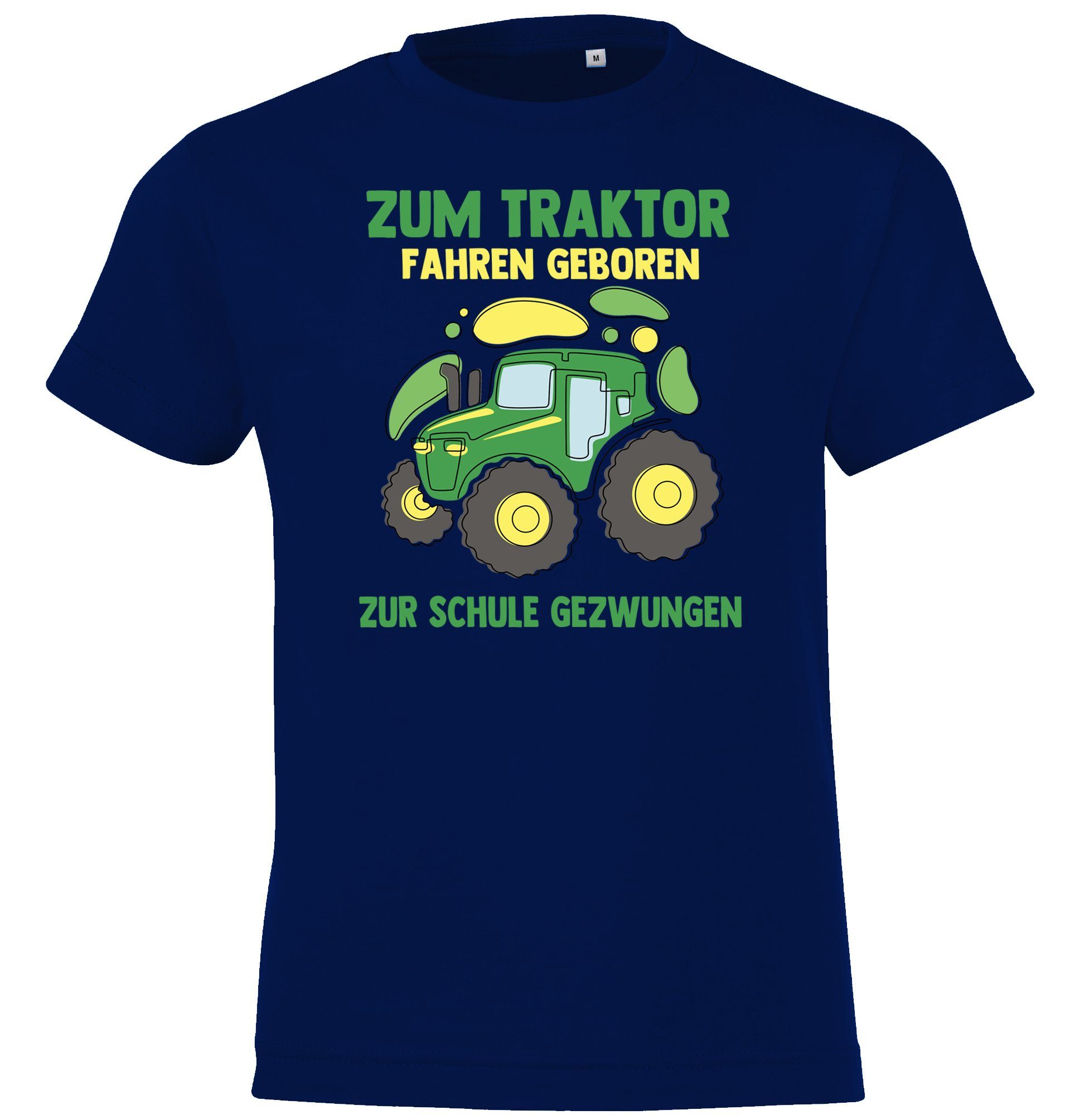 Frontprint T-Shirt Youth lustigem Shirt Kinder Traktor Navyblau Fahrer mit Designz Geborener