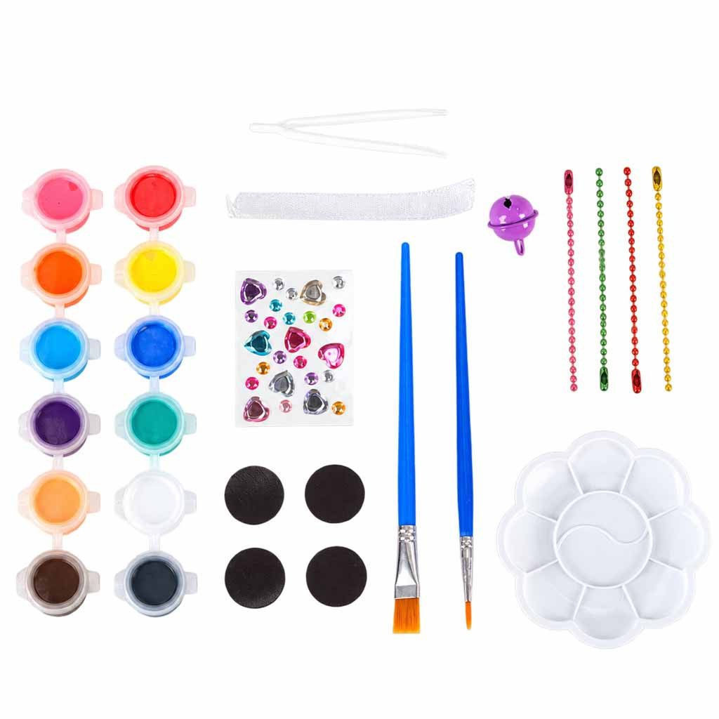 Ikonka Kreativset Bastelset Schlüsselanhänger Tiermotive, (Spar-Set, 4-tlg., 7 x 7 cm bunt), 4 Anhänger, 12 Farben, Schmucksteine, Magnete